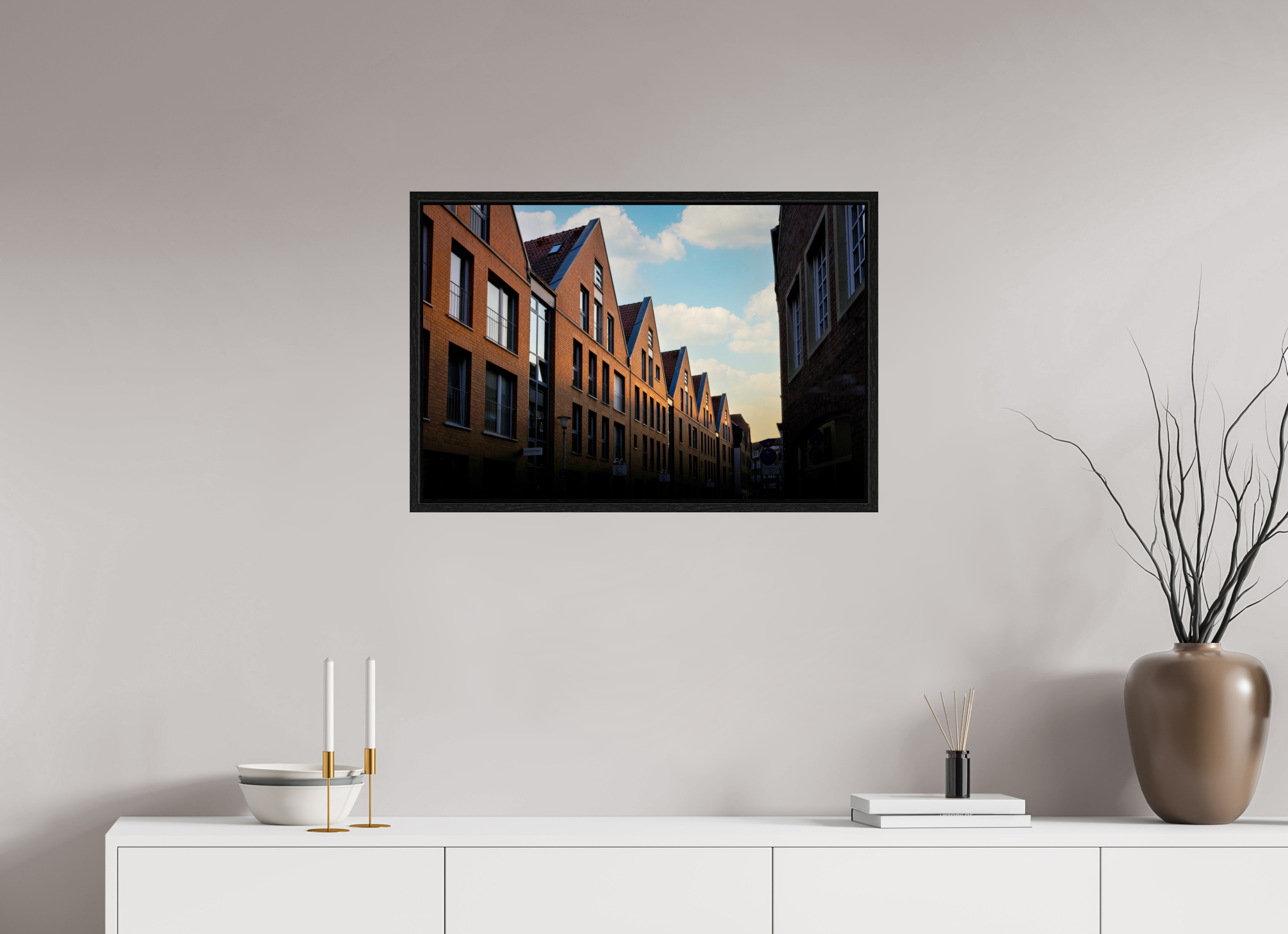 75 x 50 cm, Floater Frame Die Giebel der Hörster Str