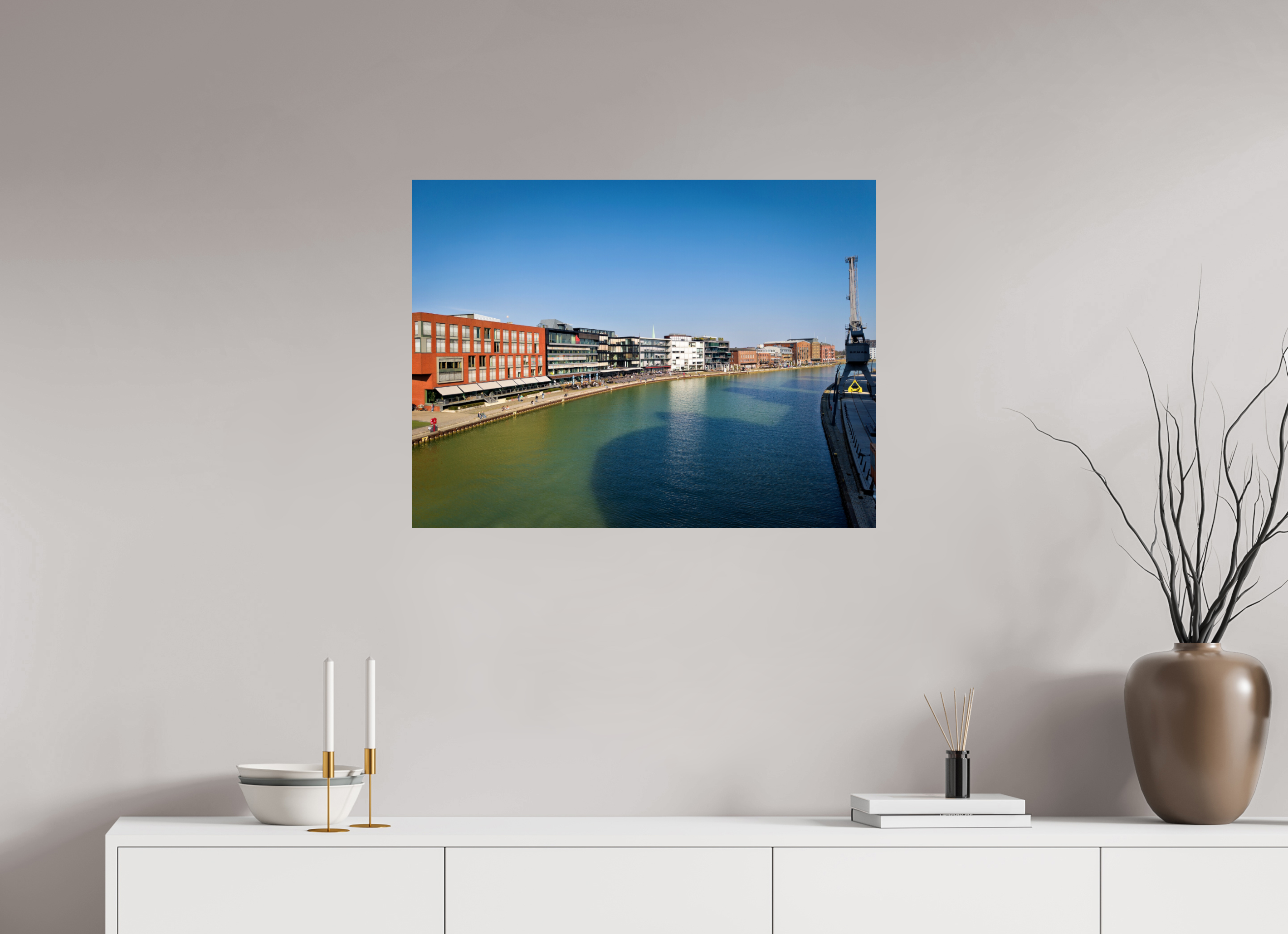 80 x 60 cm, Baryta - Fine Art Münster Hafen – Ruhe zwischen Stahl und Wasser