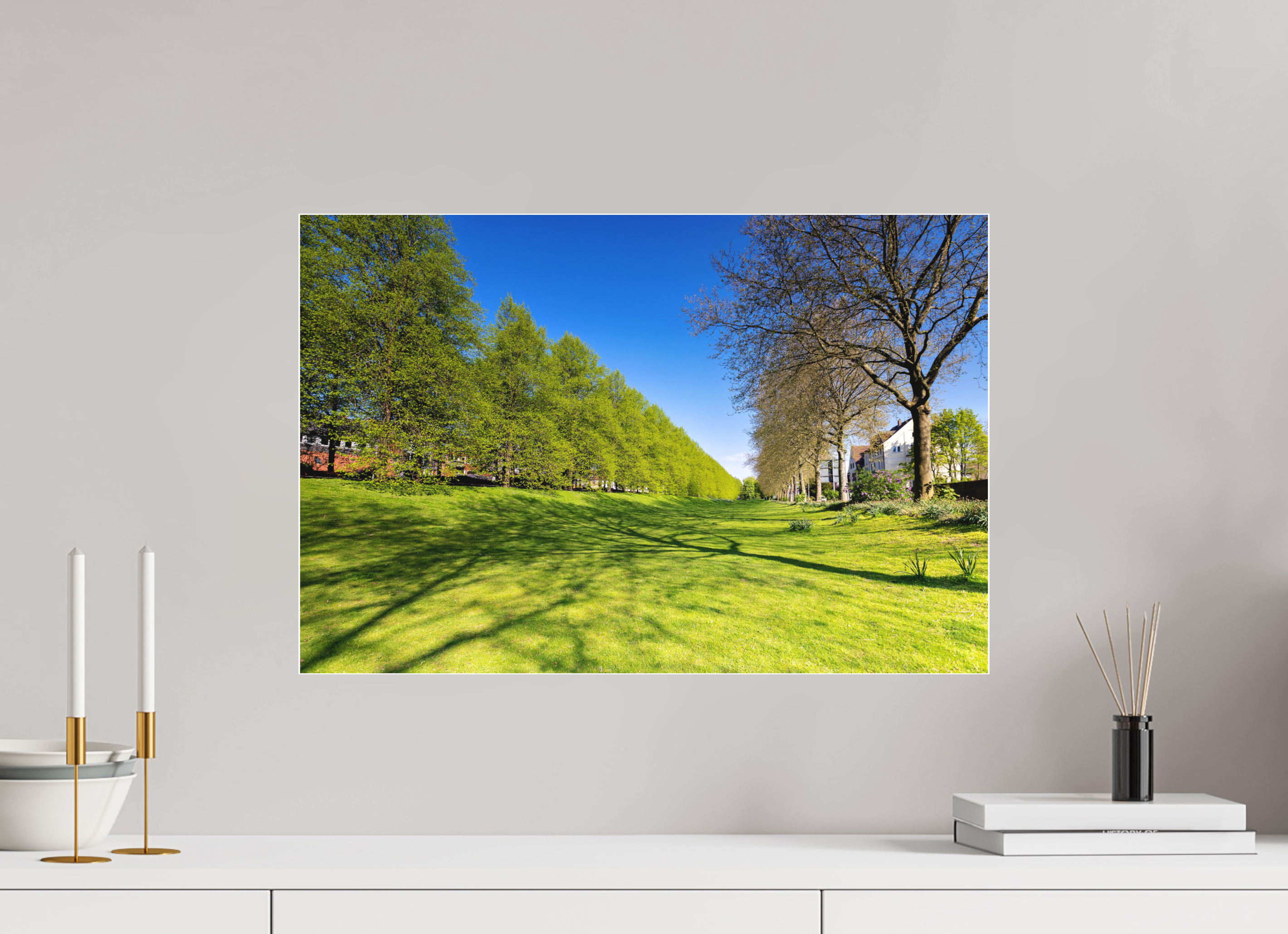 60 x 40 cm, Acrylglas Fine Art Pigmentdruck Graben neben der Promenade