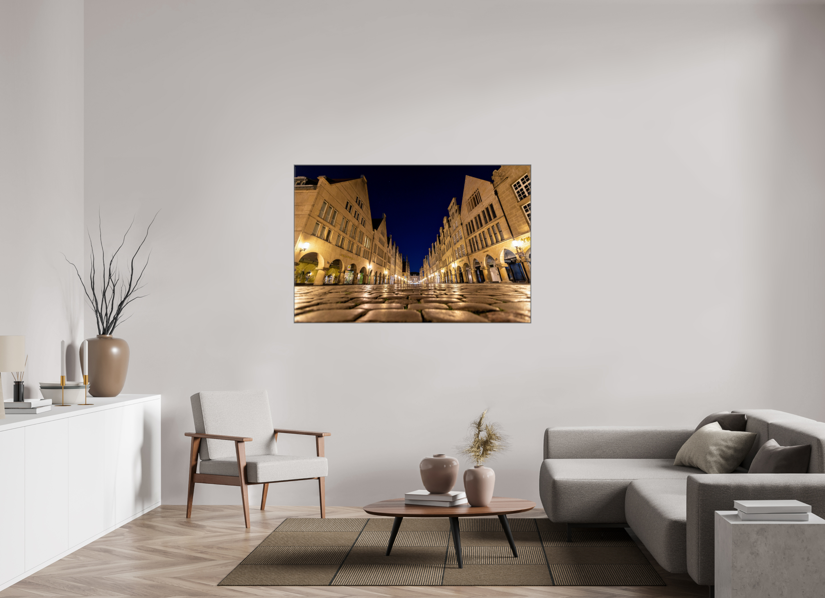 150 x 100 cm, Alurahmen 25mm Prinzipalmarkt - Perspektive