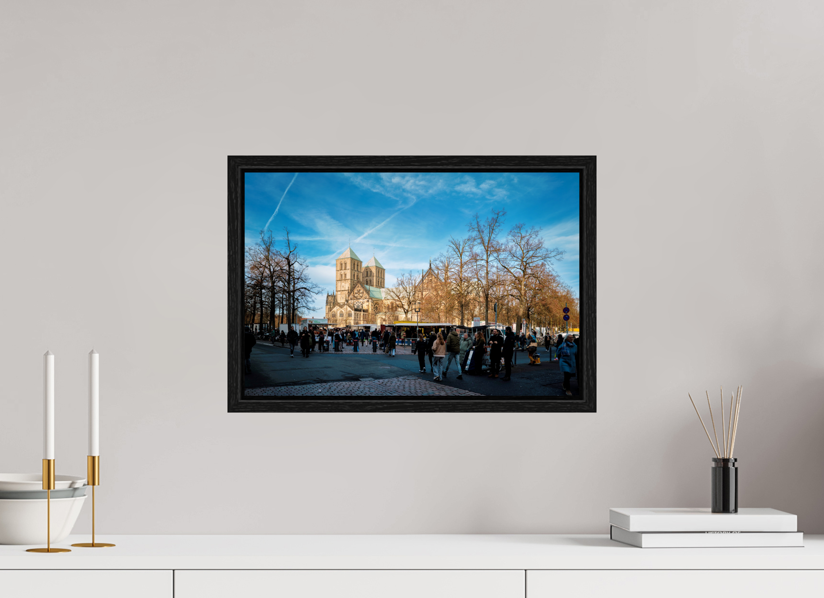 45 x 30 cm, Floater Frame Der Dom während des Markts