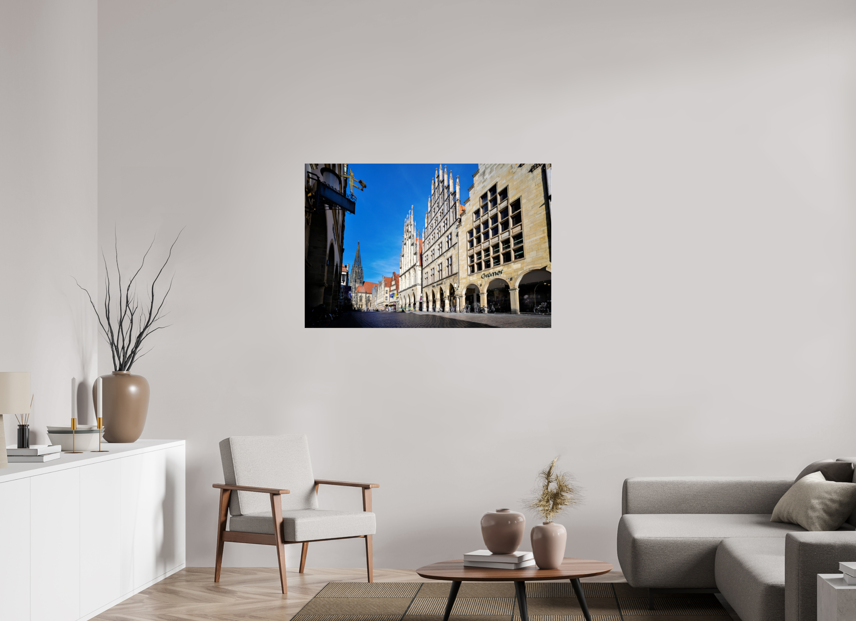 120 x 80 cm, Photo Print Under Acrylic Glass Prinzipalmarkt mit Lamberti