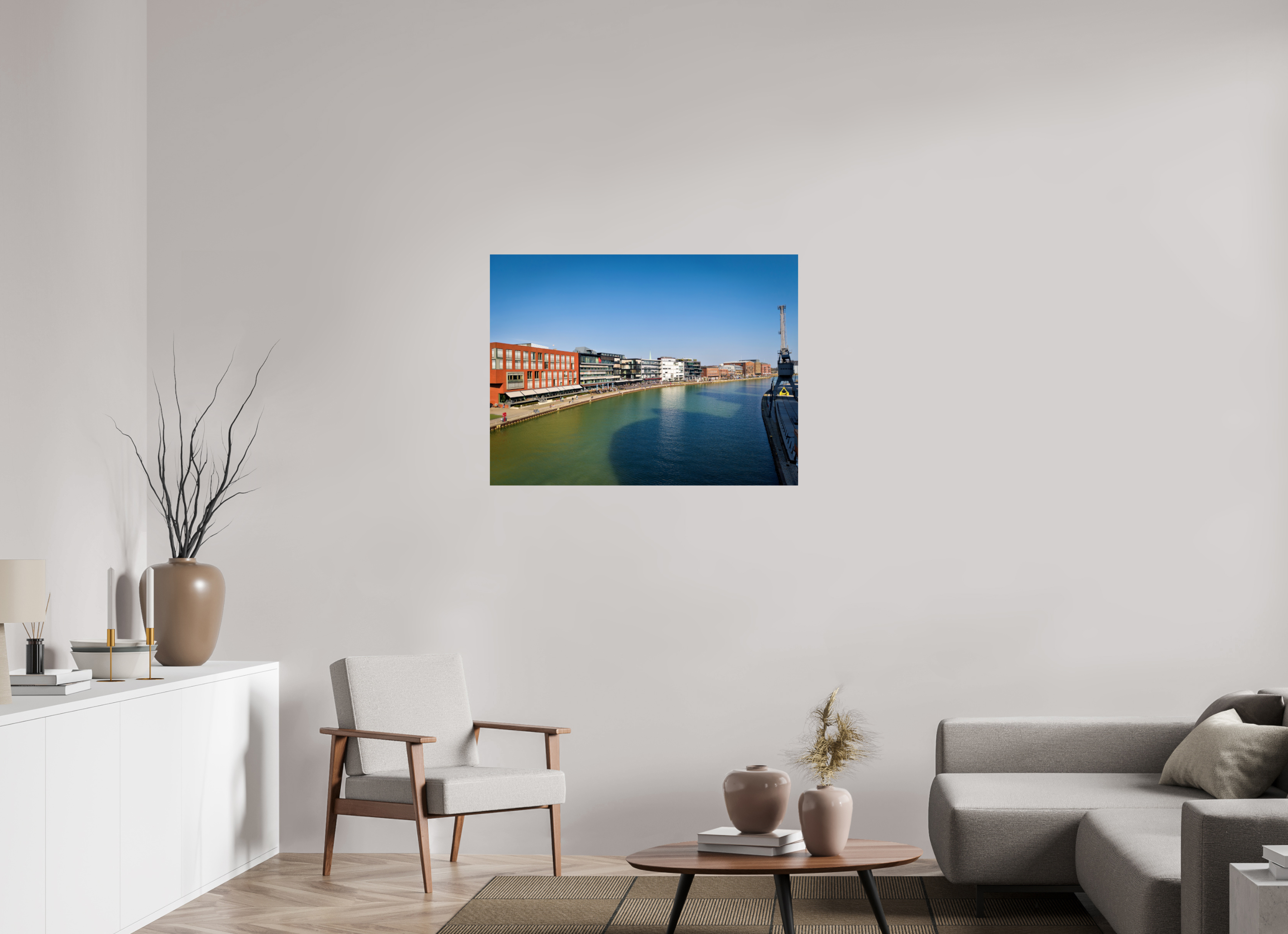 100 x 75 cm, Baryta - Fine Art Münster Hafen – Ruhe zwischen Stahl und Wasser