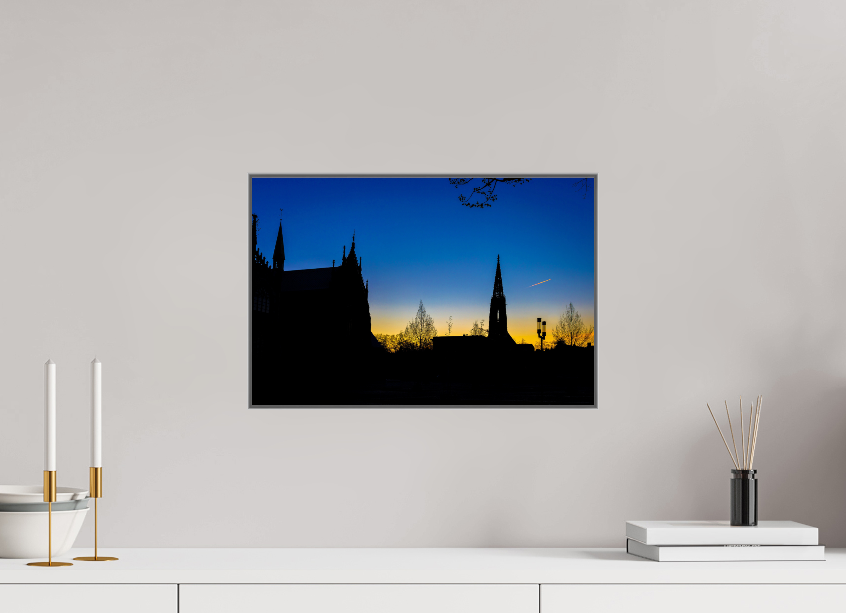 45 x 30 cm, Alurahmen 25mm Lamberti - Dom bei Sonnenaufgang