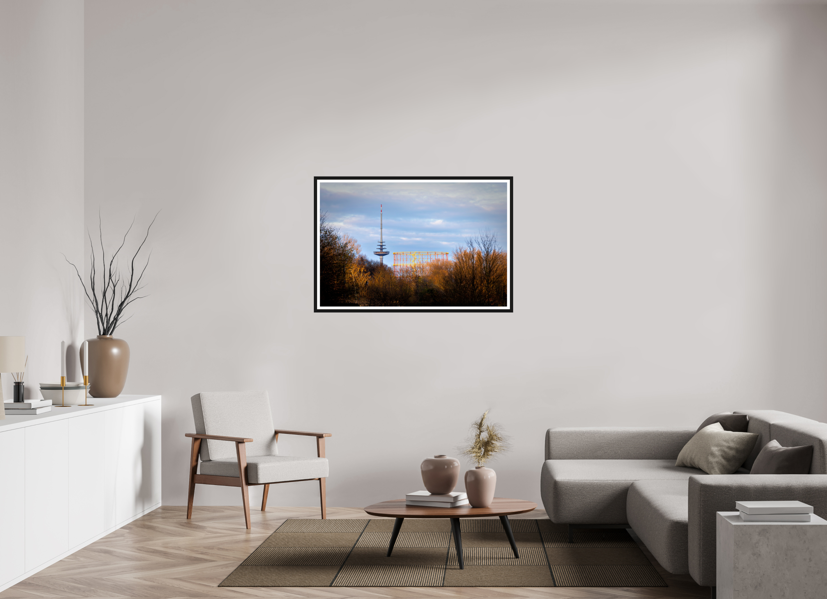 120 x 80 cm, Bern und Rand Fernsehturm und Gasometer