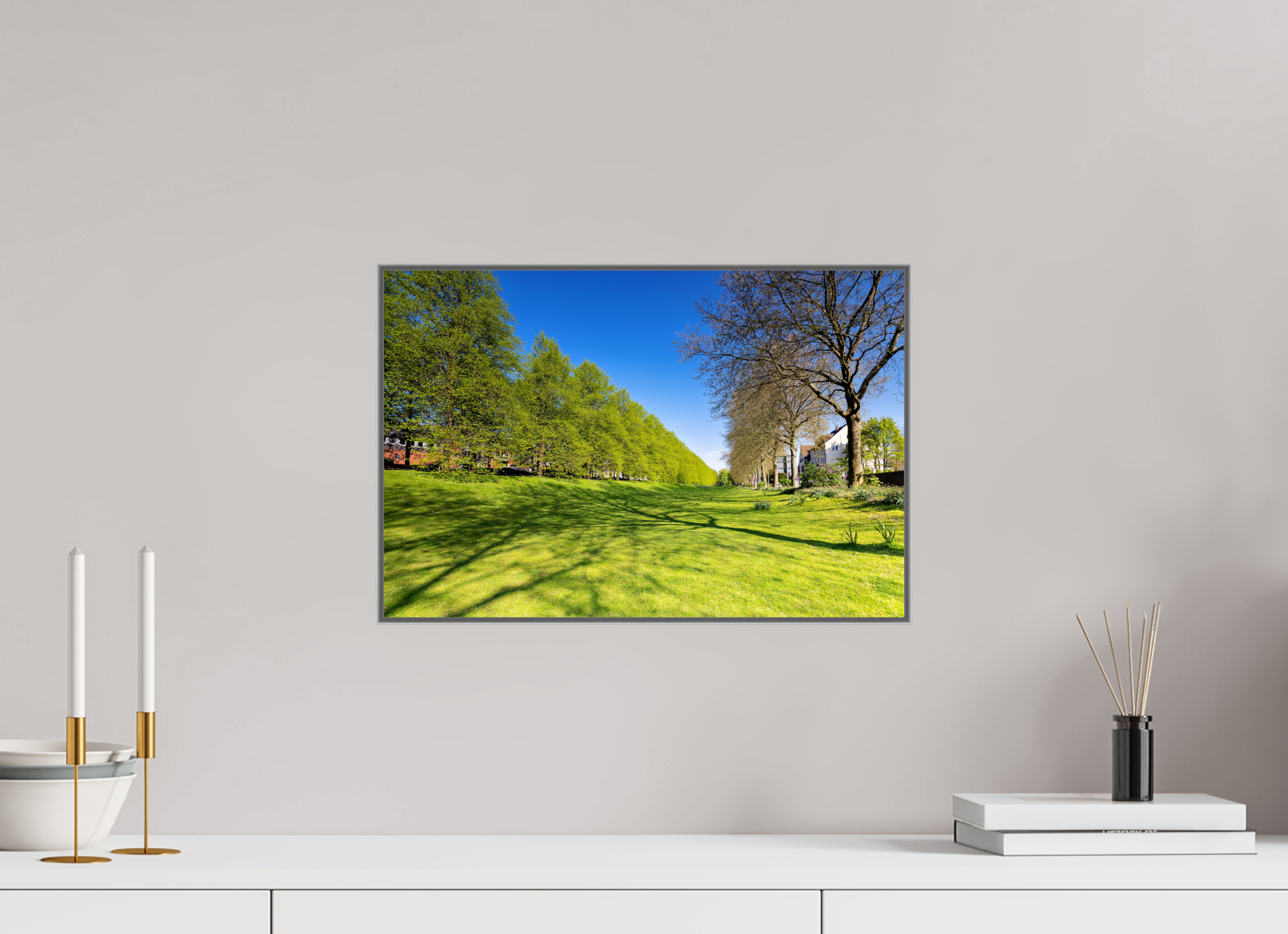 45 x 30 cm, Alurahmen 25mm Graben neben der Promenade