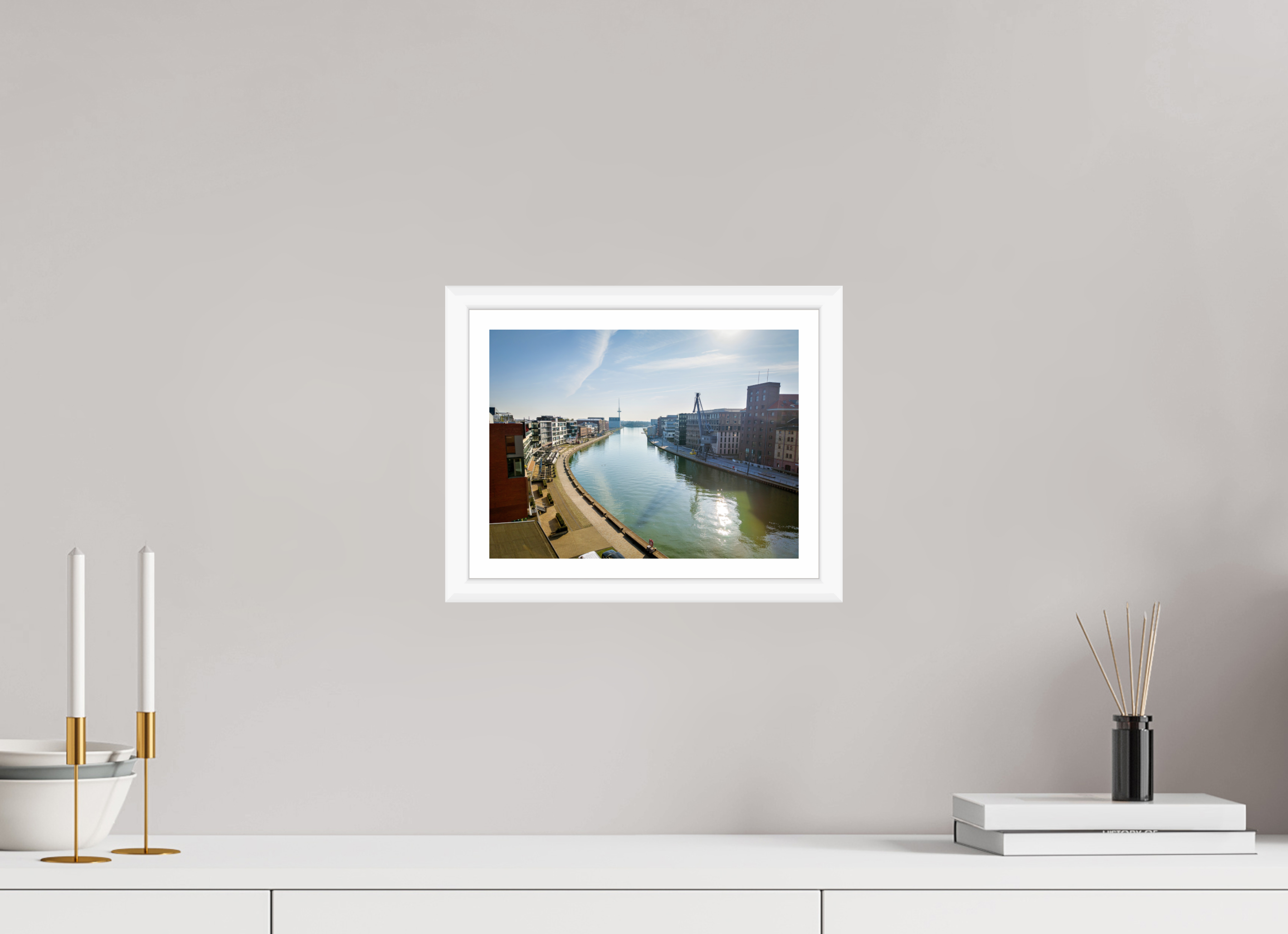 28 x 21 cm, Bern weiß und Rand Münster Hafen – Ruhe zwischen Stahl und Wasser