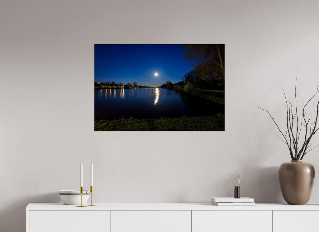 90 x 60 cm, Photo Print Under Acrylic Glass Aasee bei Nacht