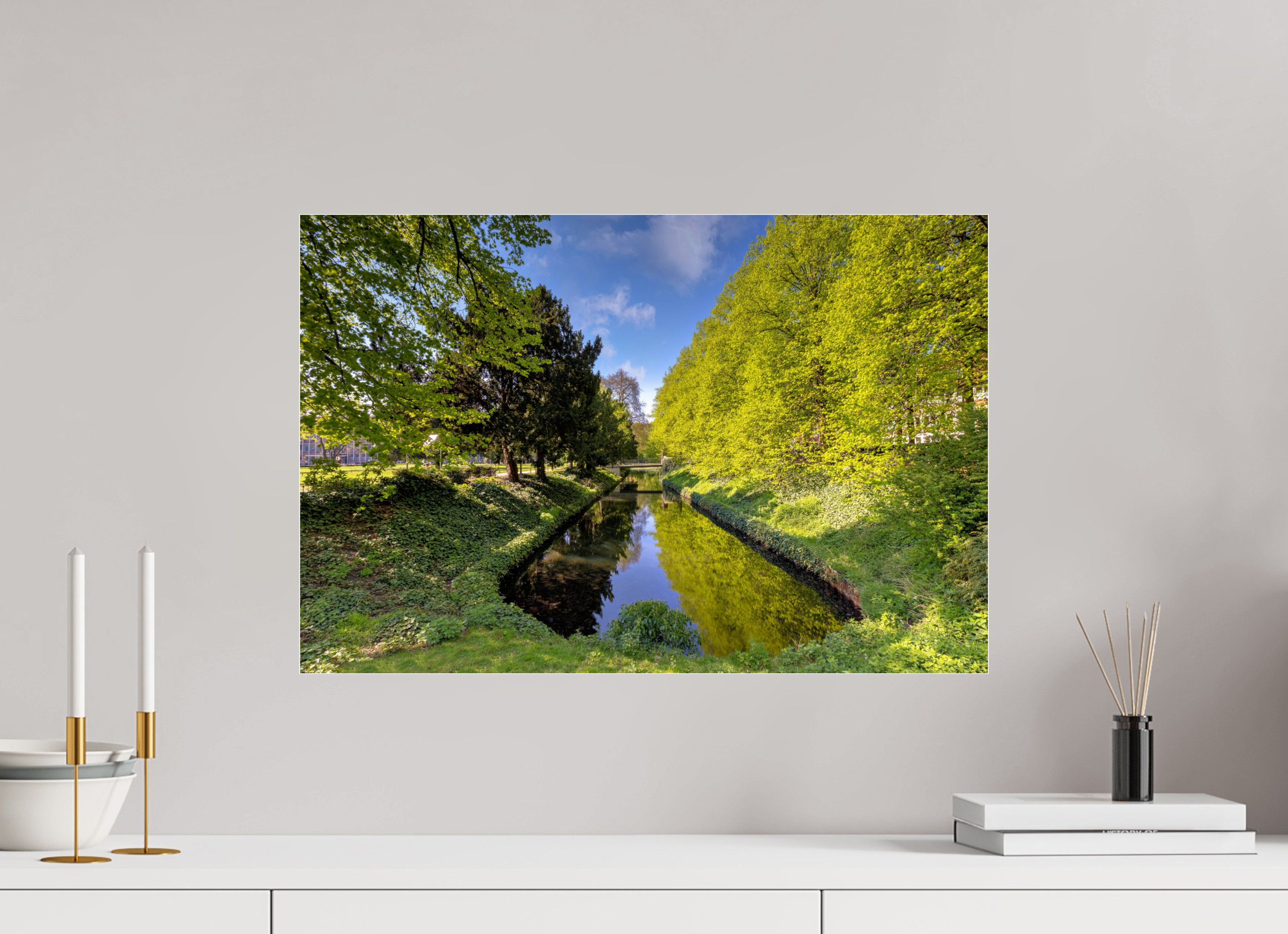 60 x 40 cm, Photo Print Under Acrylic Glass Wassergraben an der Engelenschanze