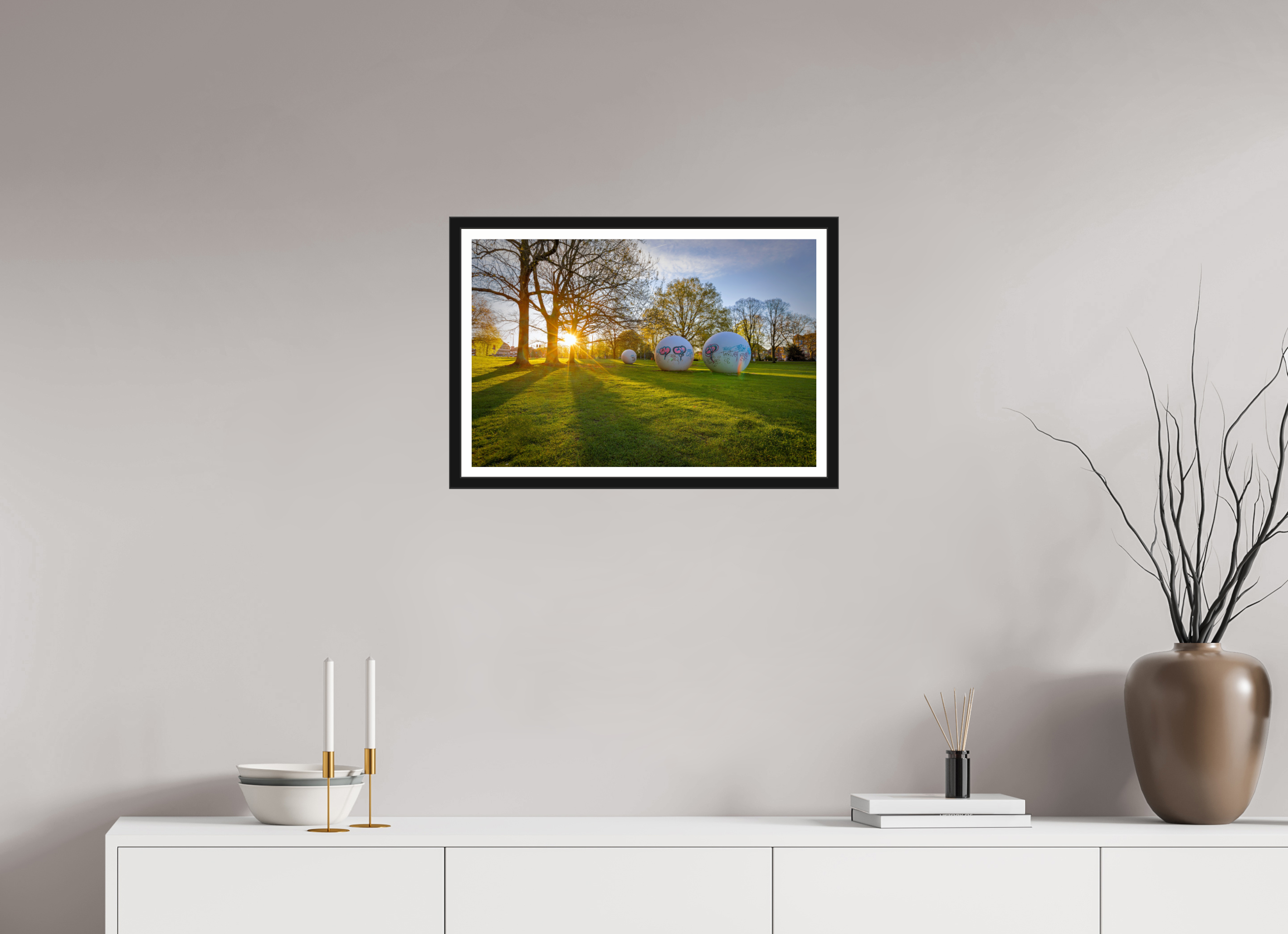 60 x 40 cm, Bern und Rand Der Aasee Sonnenaufgang