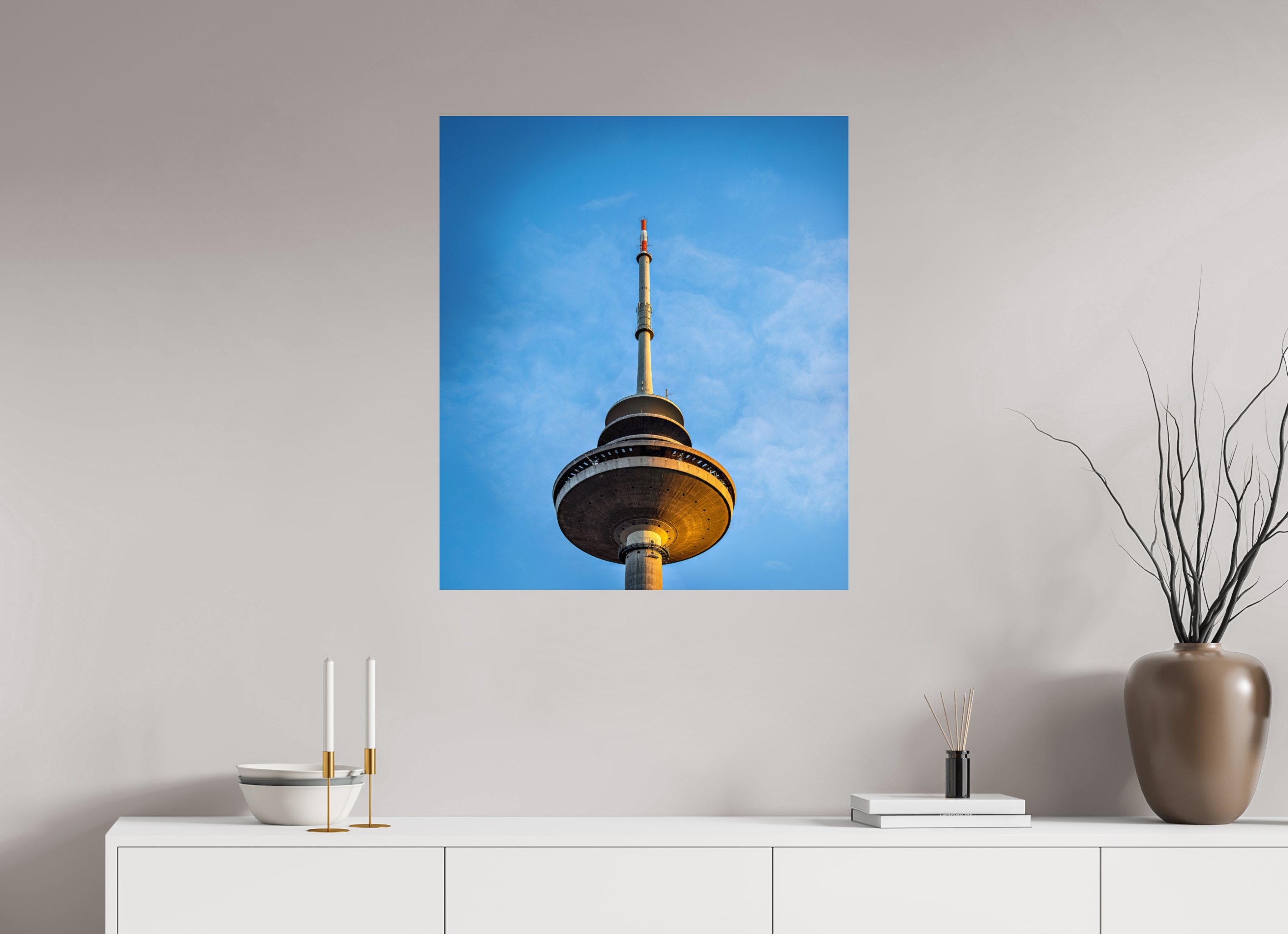 70 x 81,1 cm, Photo Print Under Acrylic Glass Der Fernsehturm - Die Spitze