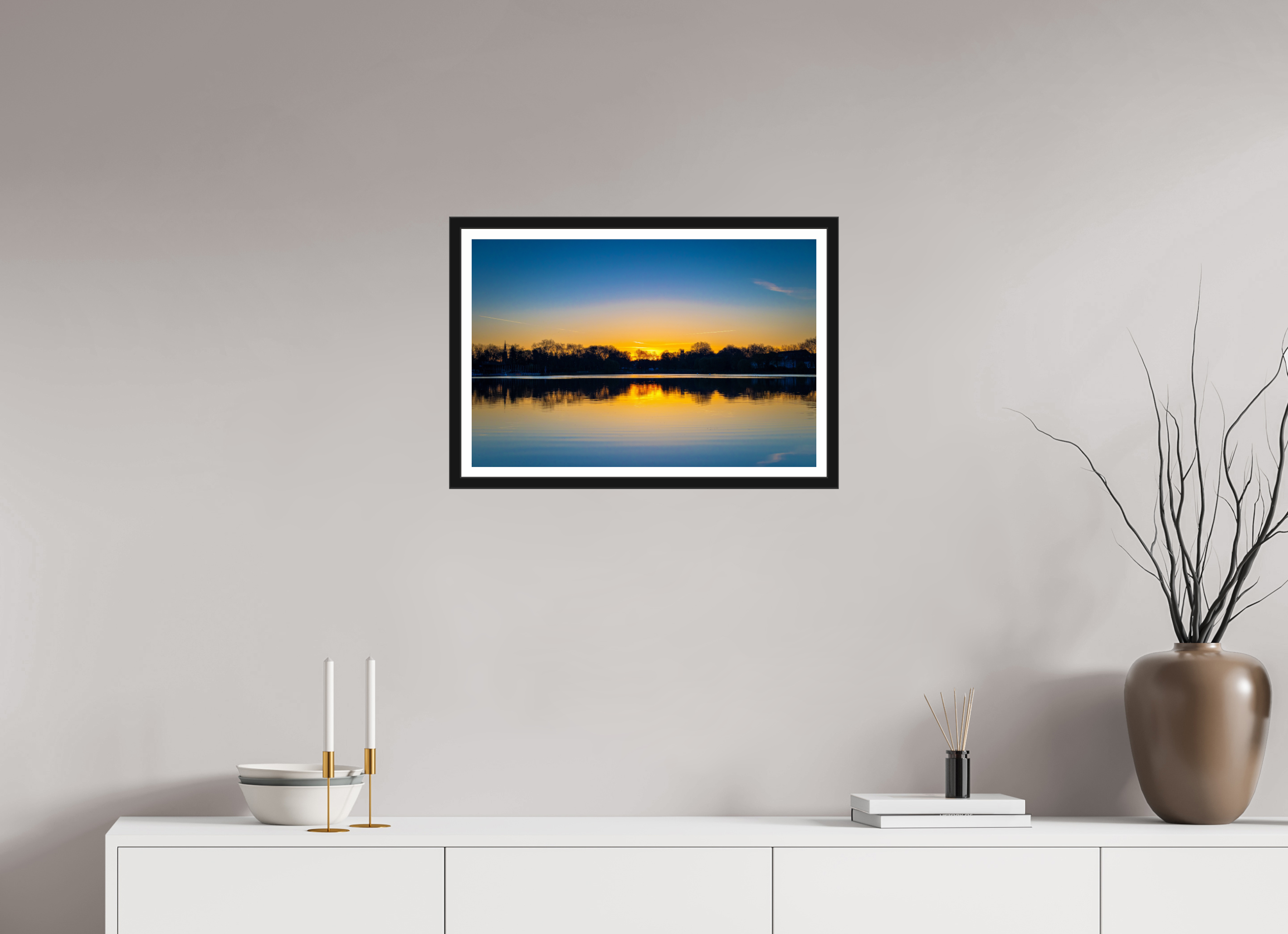 60 x 40 cm, Bern und Rand Der Aasee bei Sonnenaufgang