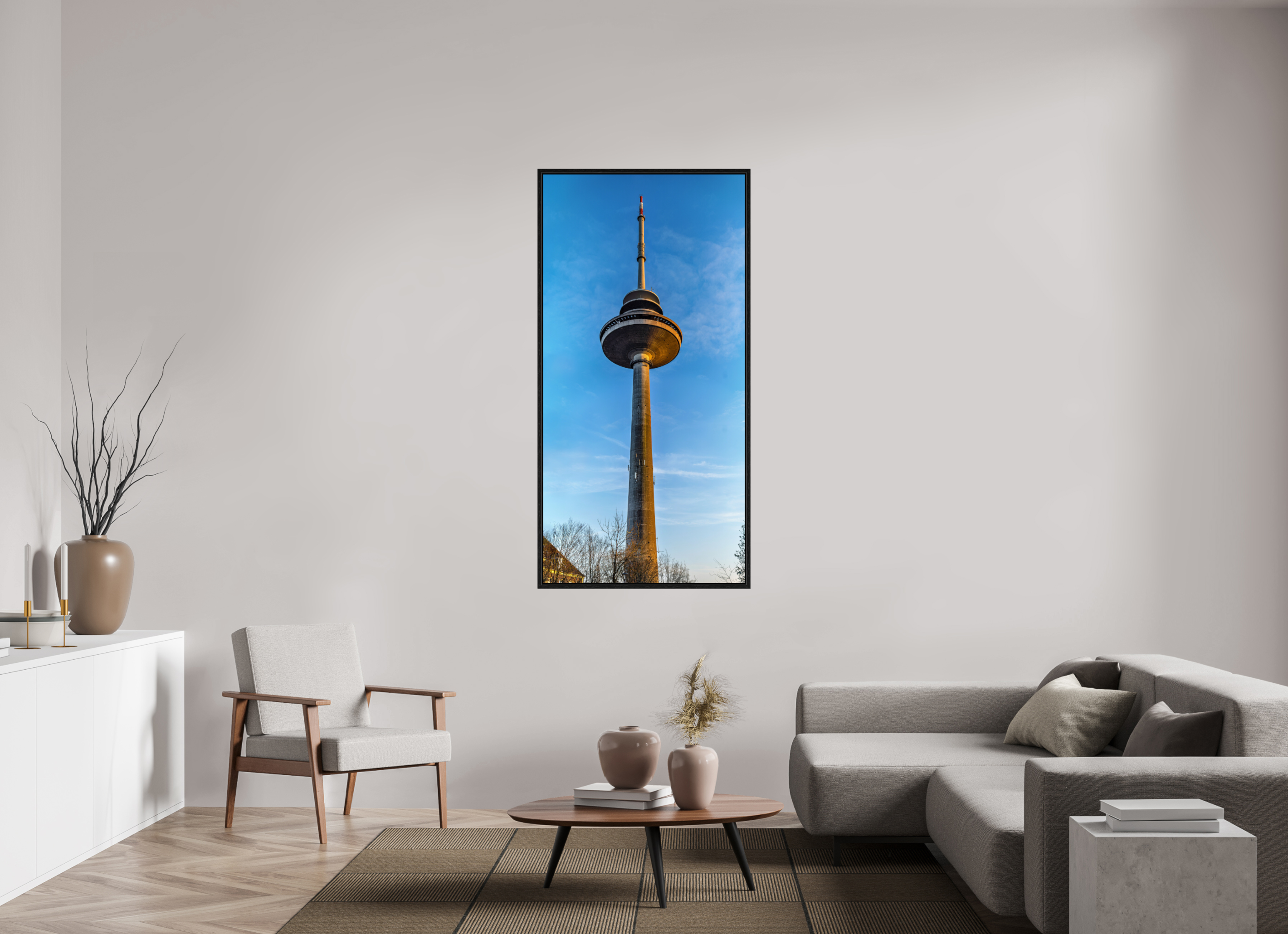 80 x 162,1 cm, Floater Frame Der Fernsehturm - ganz
