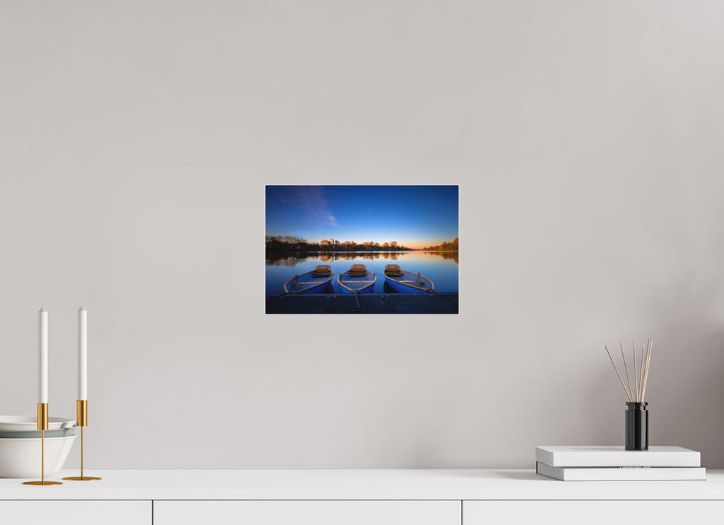 30 x 20 cm, Acrylglas Fine Art Pigmentdruck Der Aasee / Drei Boote