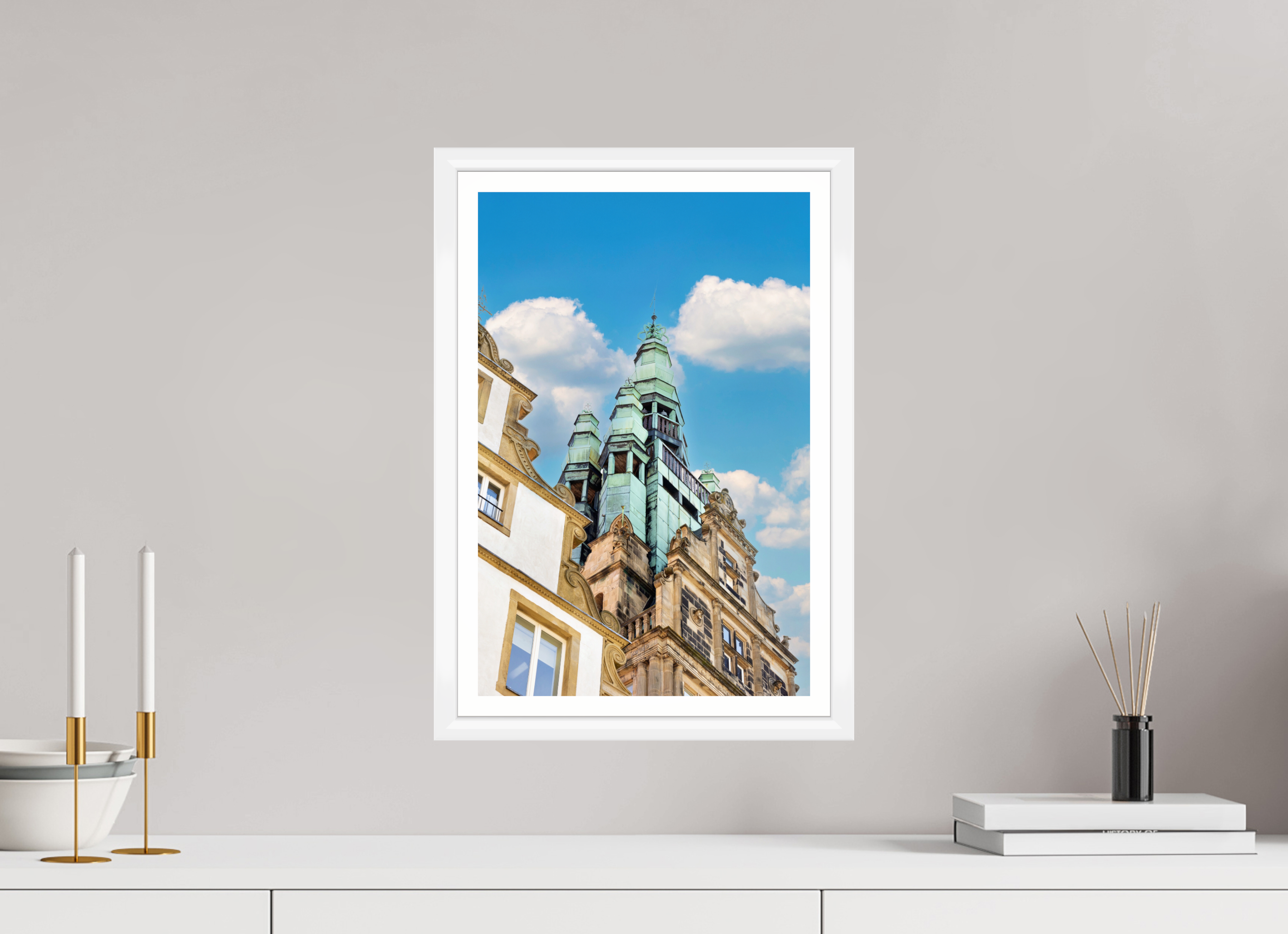 30 x 45 cm, Bern weiß und Rand Der Stadthausturm im Hochformat