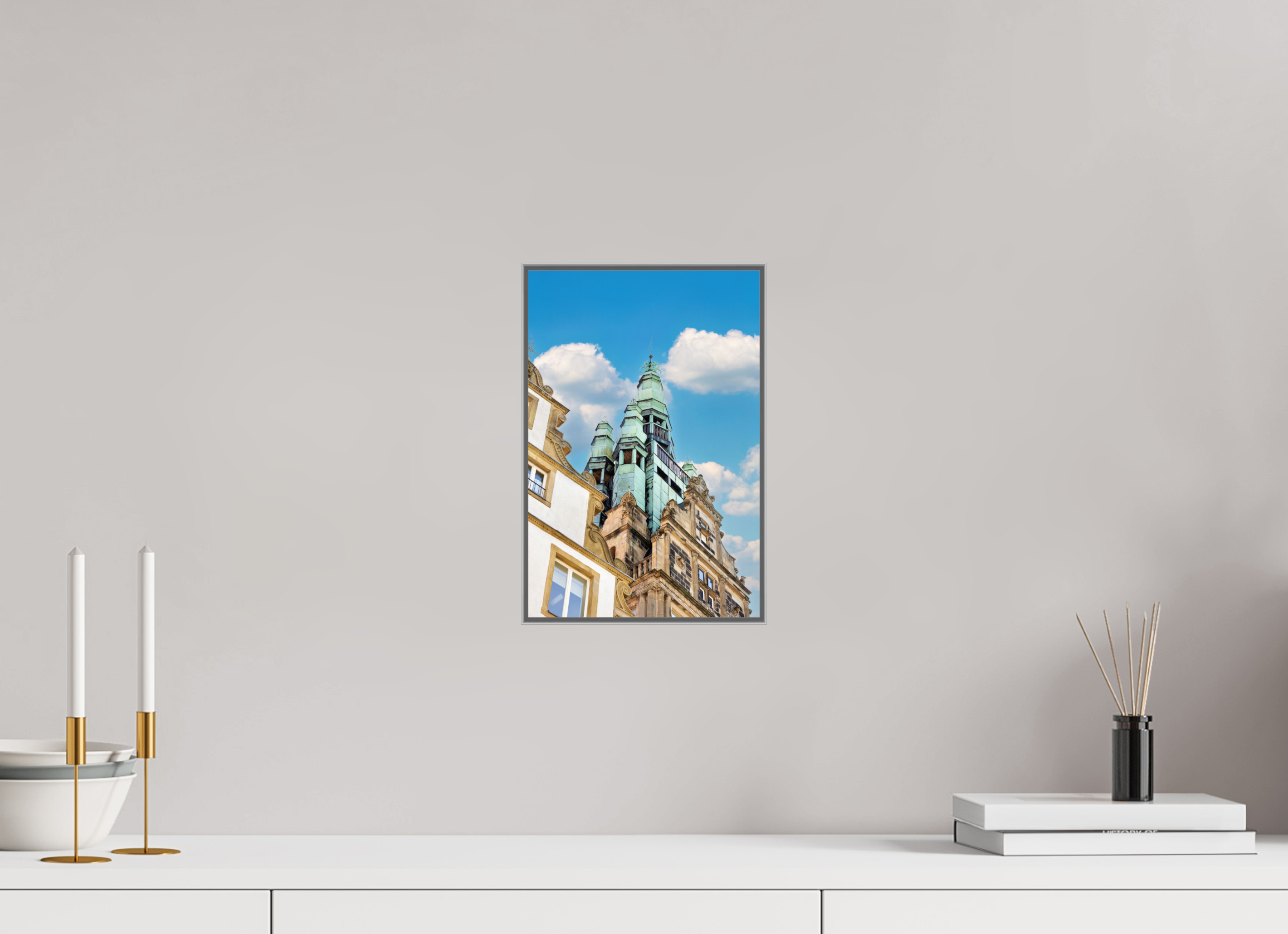 20 x 30 cm, Alurahmen 25mm Der Stadthausturm im Hochformat