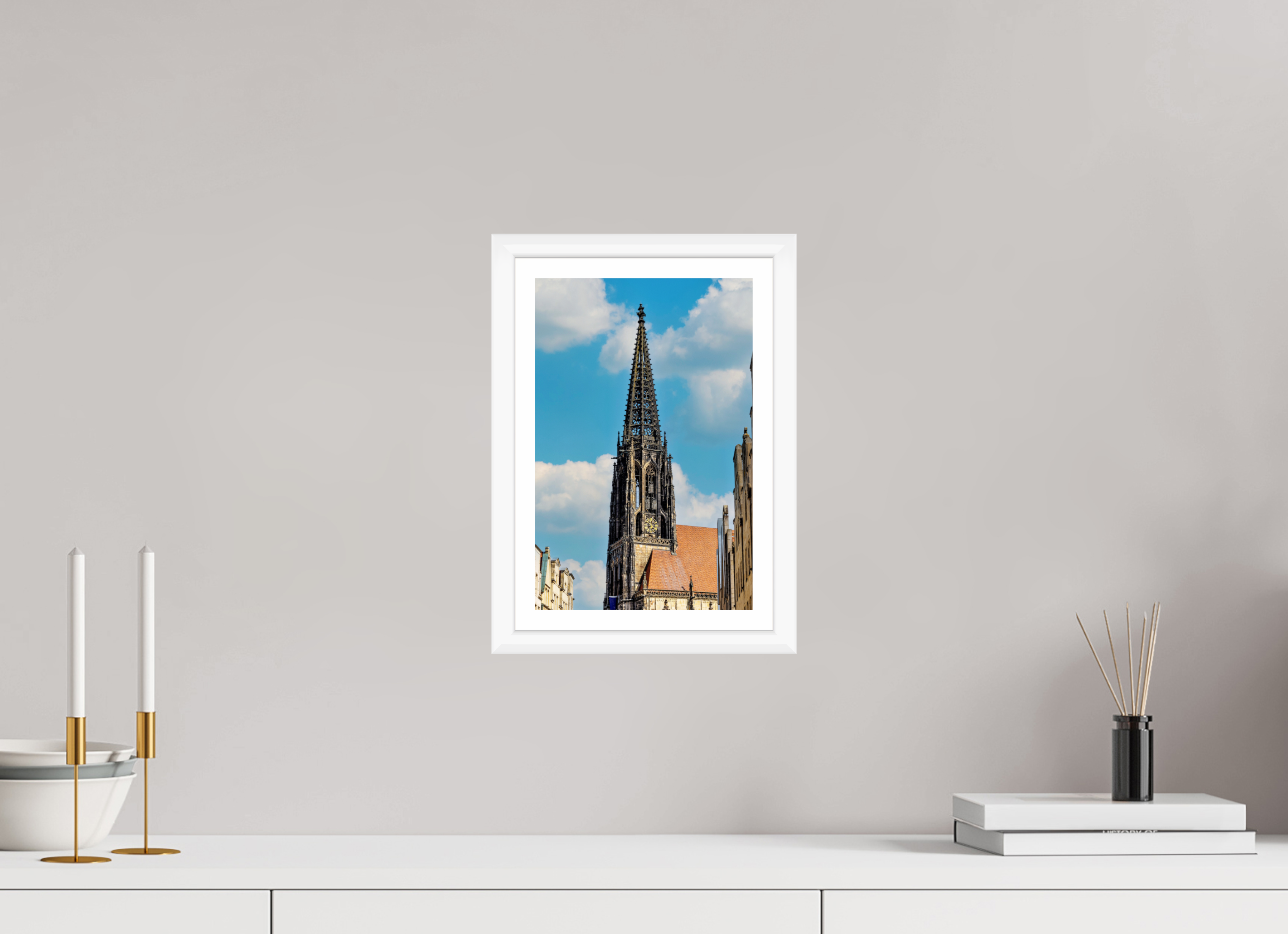 20 x 30 cm, Bern weiß und Rand Lambertikirche - Der Turm