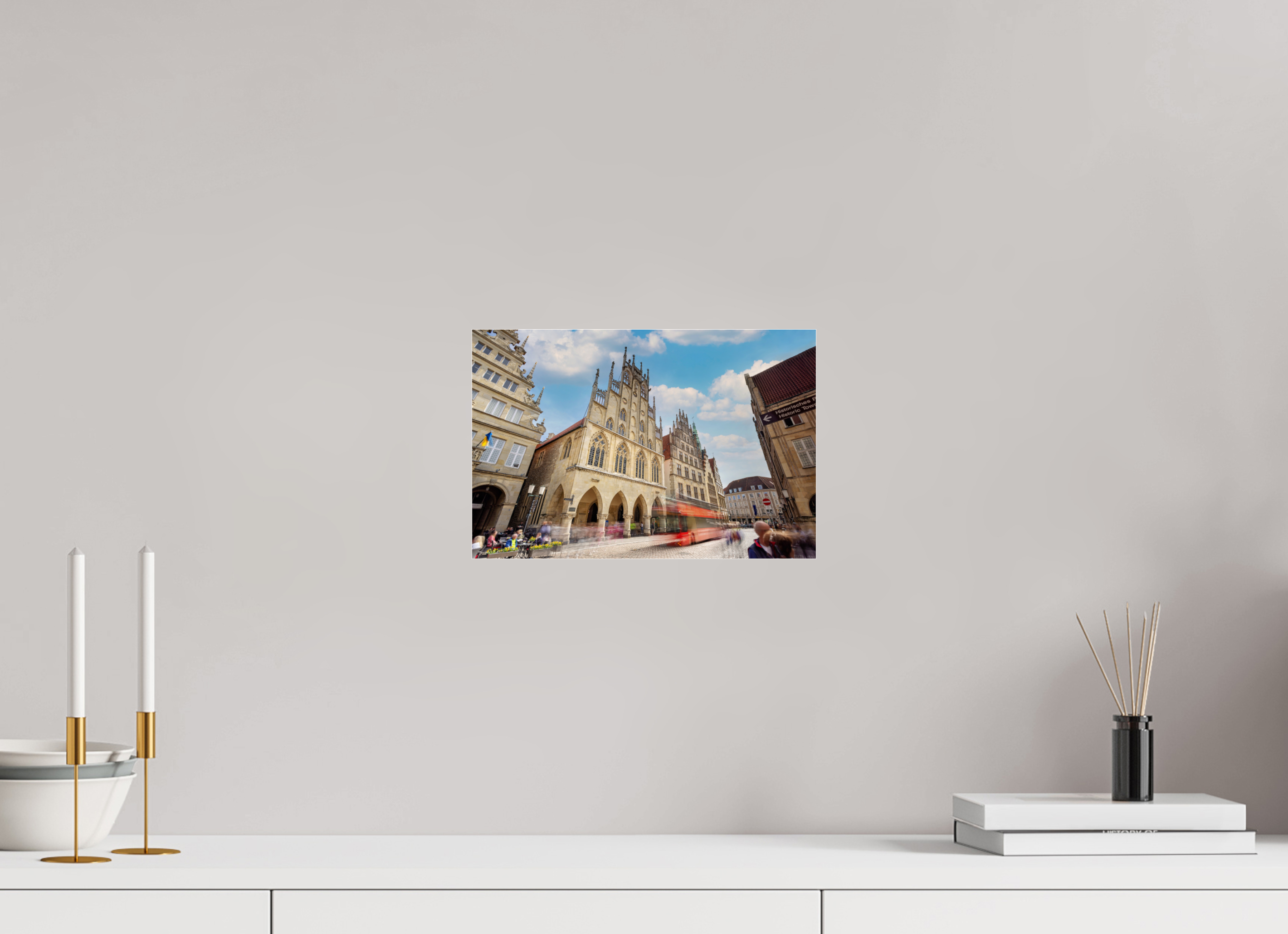 30 x 20 cm, Photo Print Under Acrylic Glass Rathaus und Bus