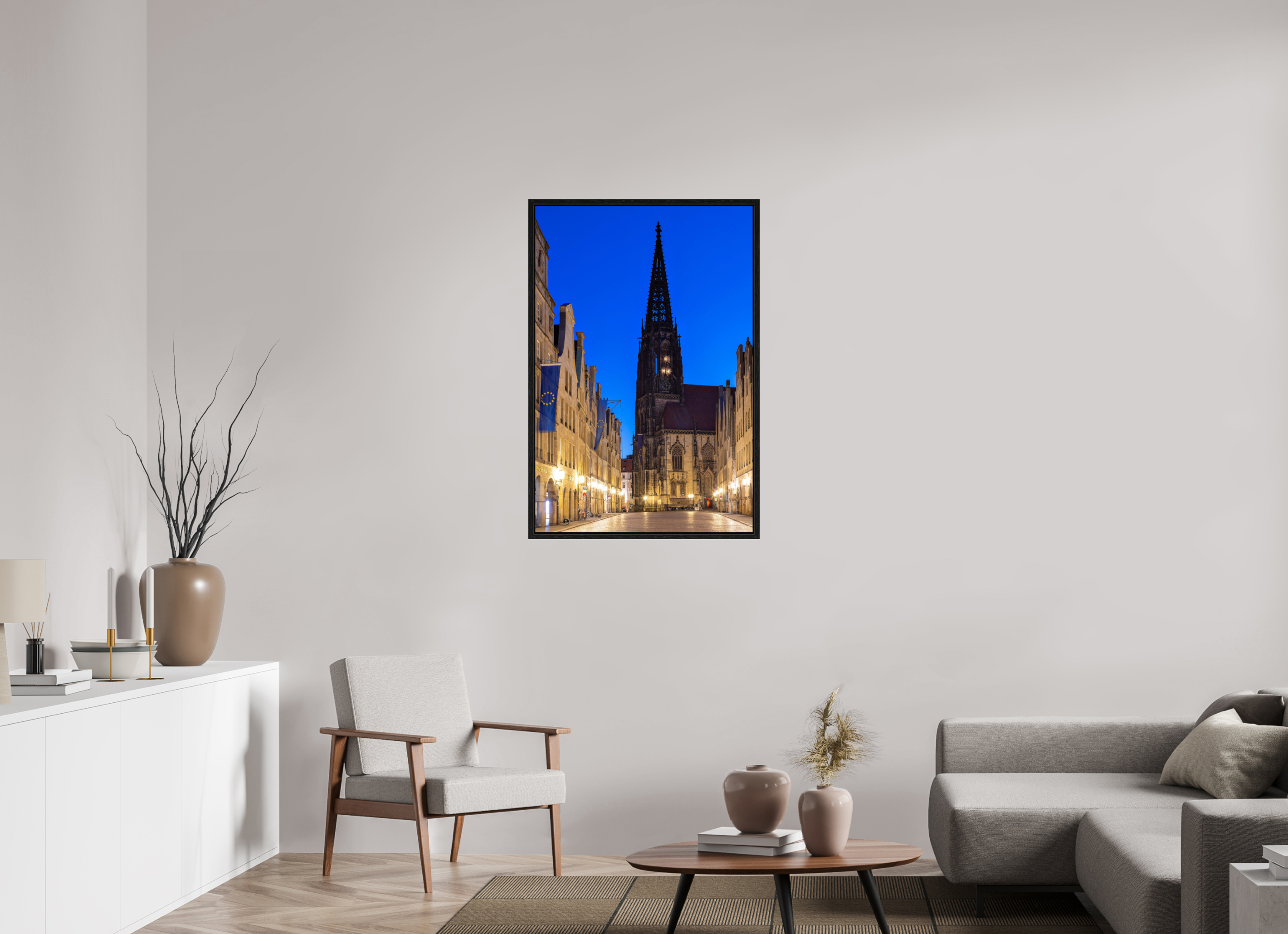 70 x 105 cm, Floater Frame Lamberti bei Nacht + Prinzipal