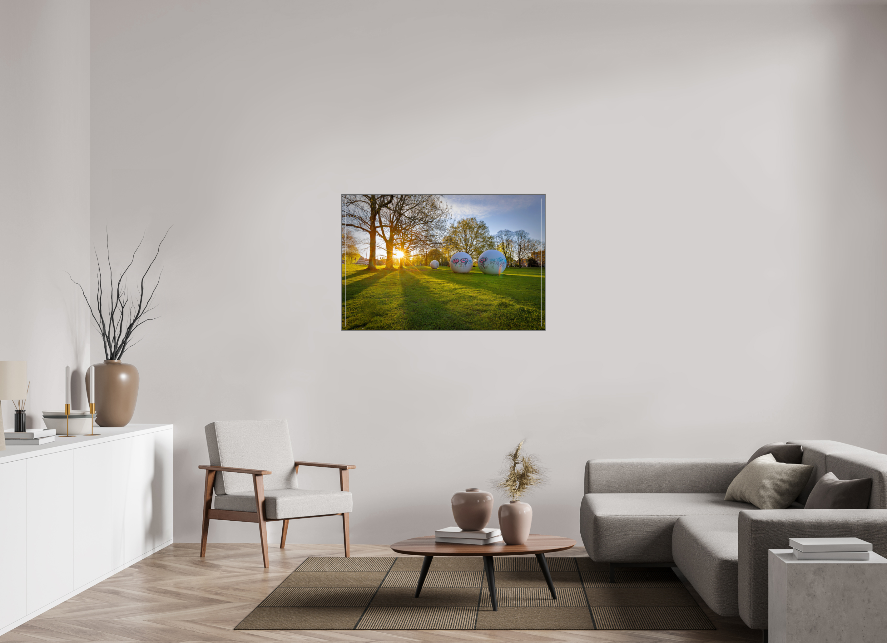120 x 80 cm, Alurahmen 25mm Der Aasee Sonnenaufgang