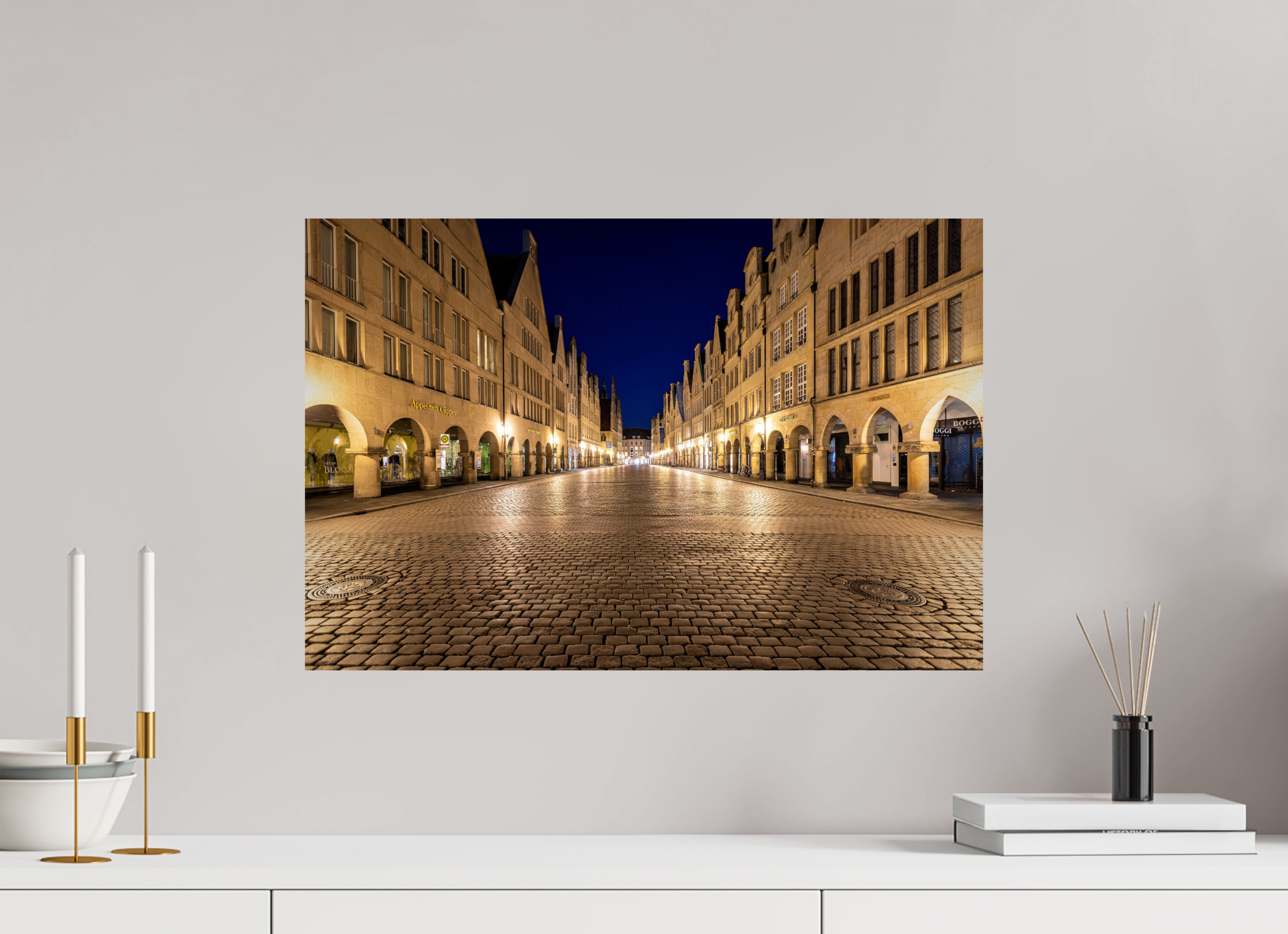 60 x 40 cm, Baryta - Fine Art Prinzipalmarkt bei Nacht