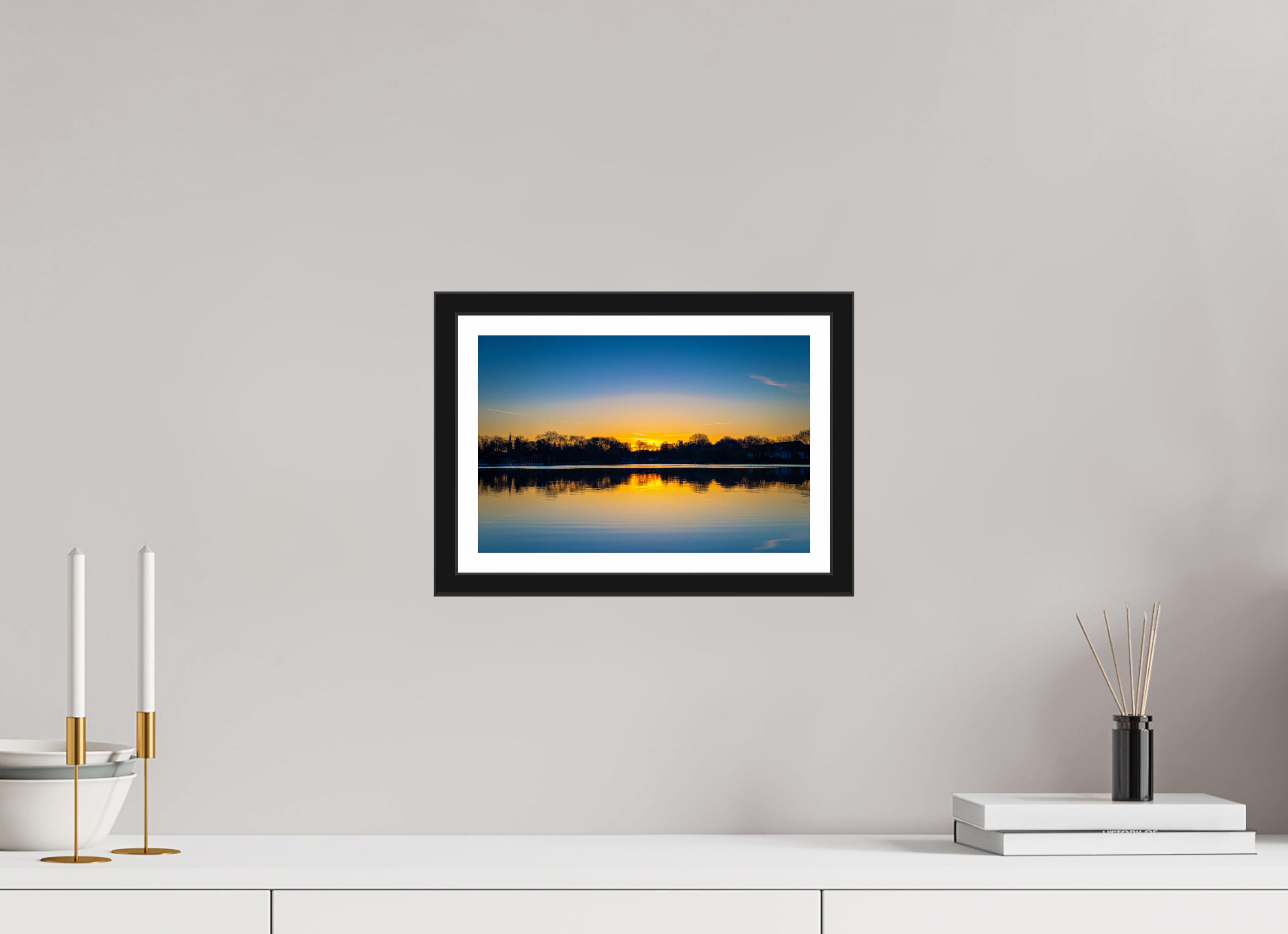 30 x 20 cm, Bern und Rand Der Aasee bei Sonnenaufgang