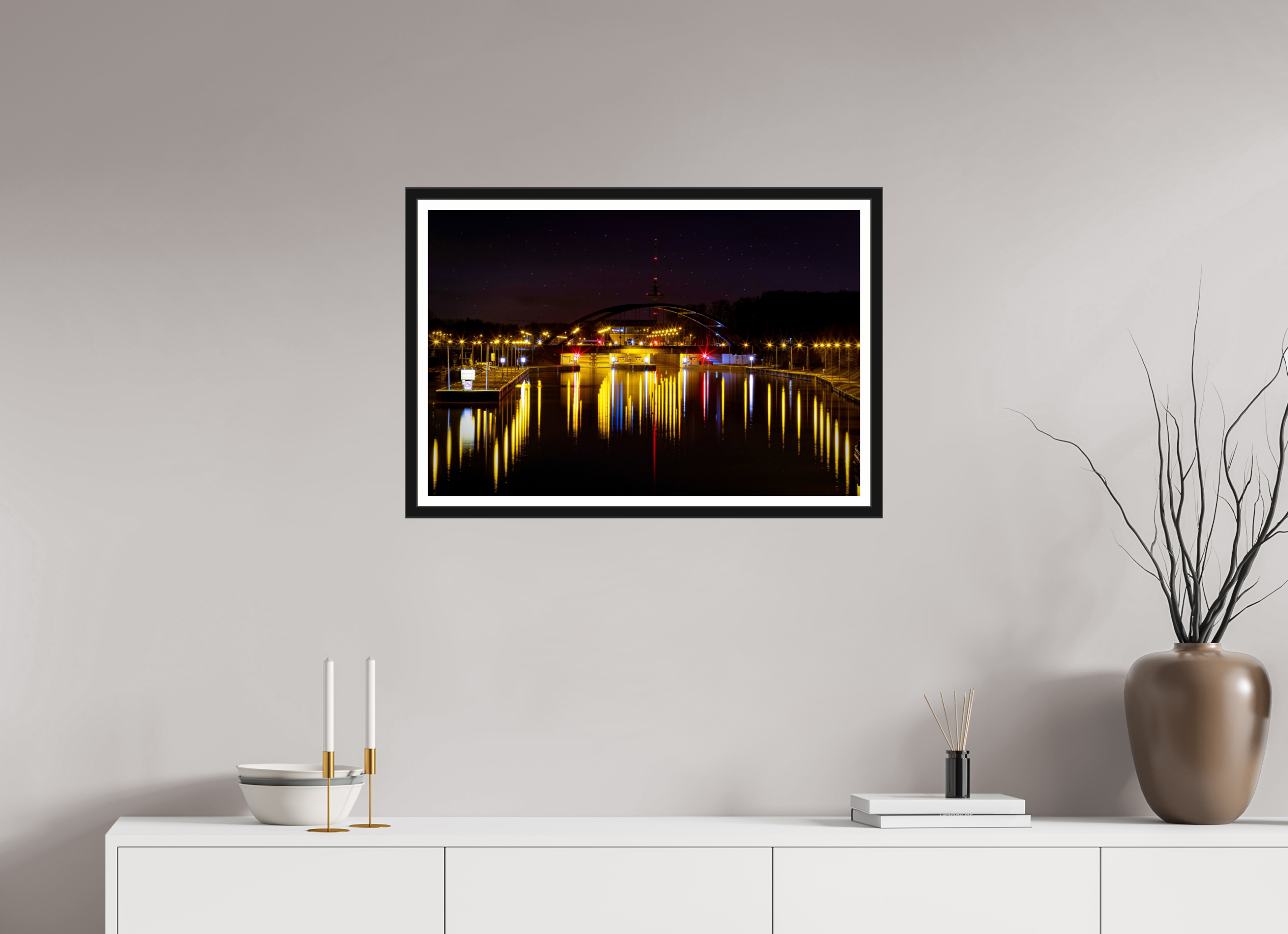 75 x 50 cm, Bern und Rand Die Schleuse bei Nacht