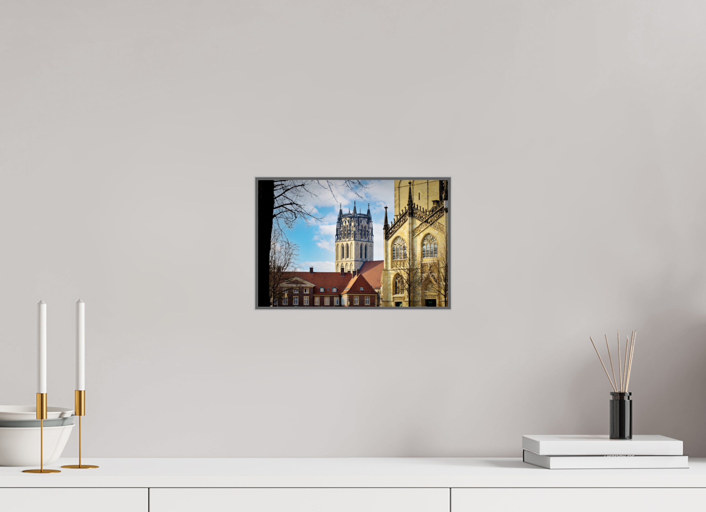 30 x 20 cm, Alurahmen 25mm Überwasserkirche mit Dom
