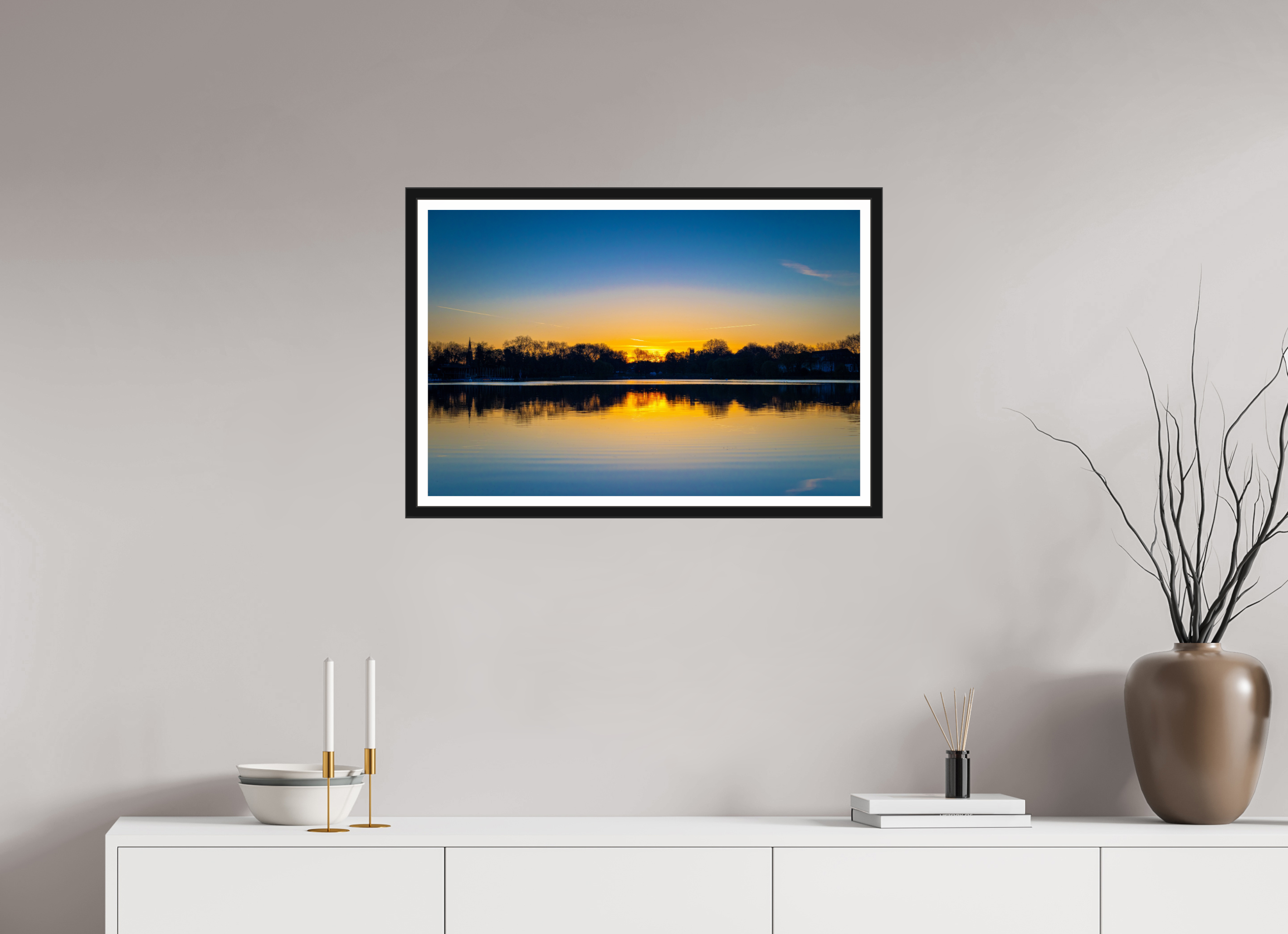 75 x 50 cm, Bern und Rand Der Aasee bei Sonnenaufgang