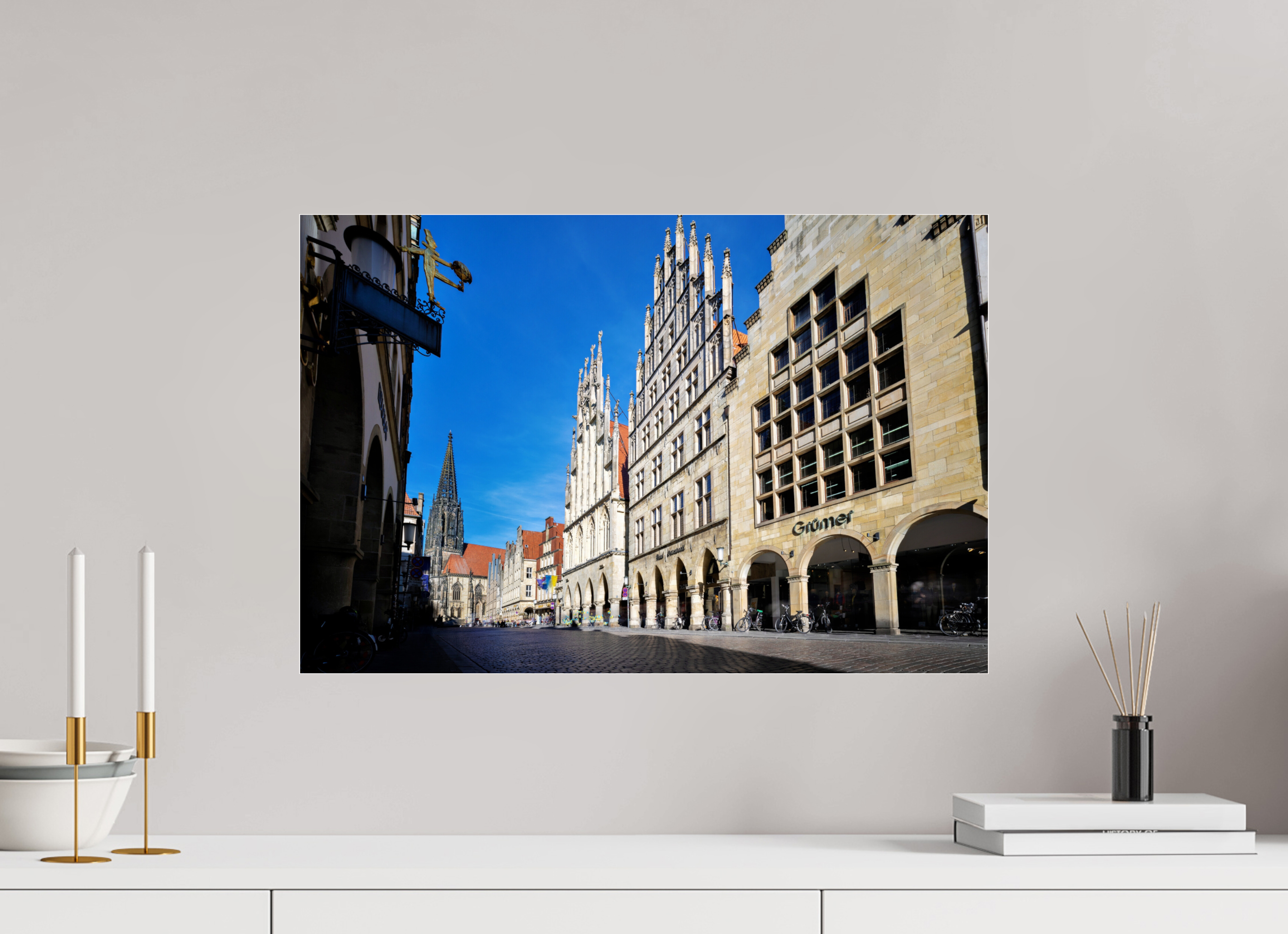 60 x 40 cm, Photo Print Under Acrylic Glass Prinzipalmarkt mit Lamberti