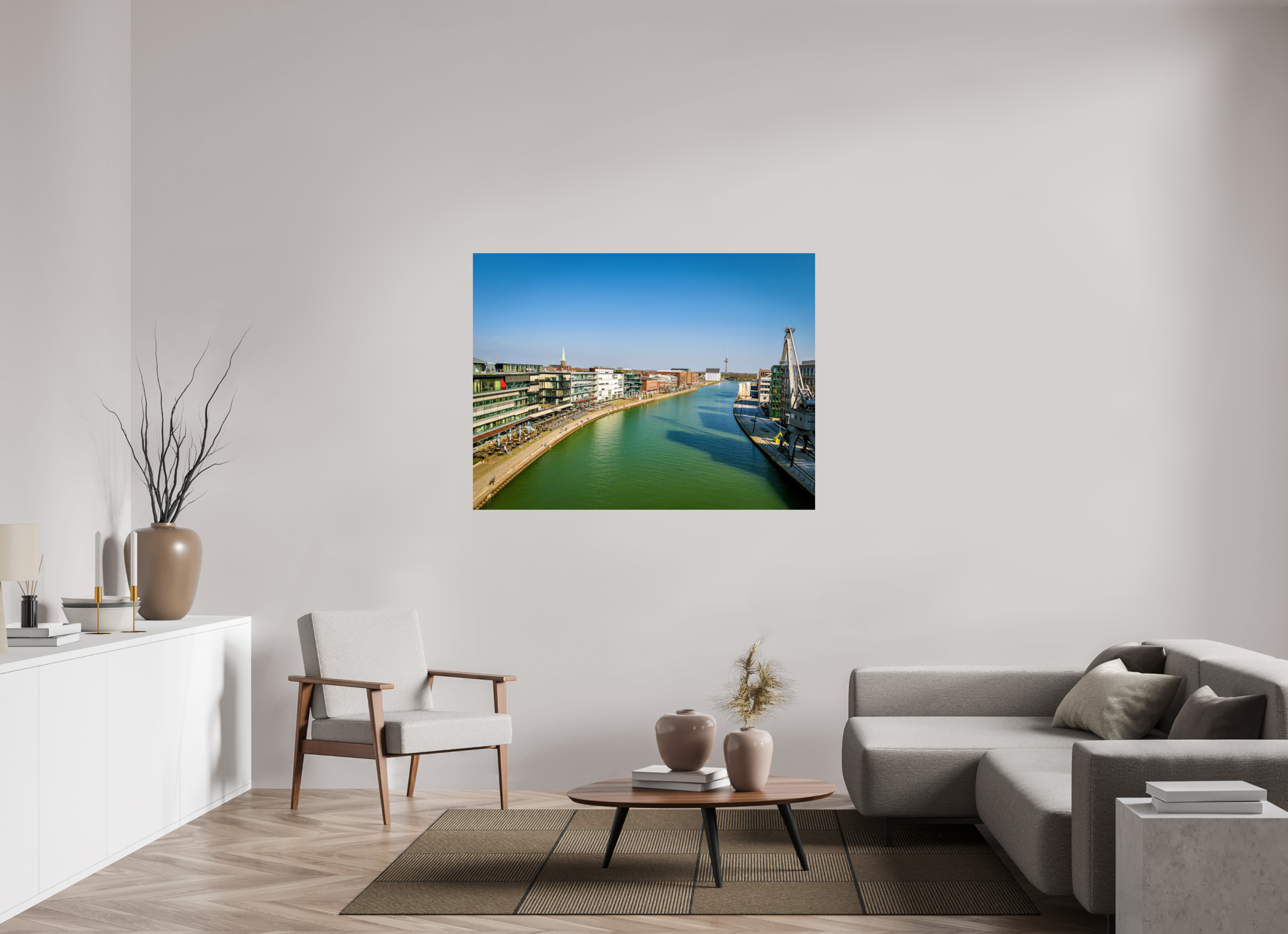 140 x 105 cm, Baryta - Fine Art Münster Hafen – Ruhe zwischen Stahl und Wasser