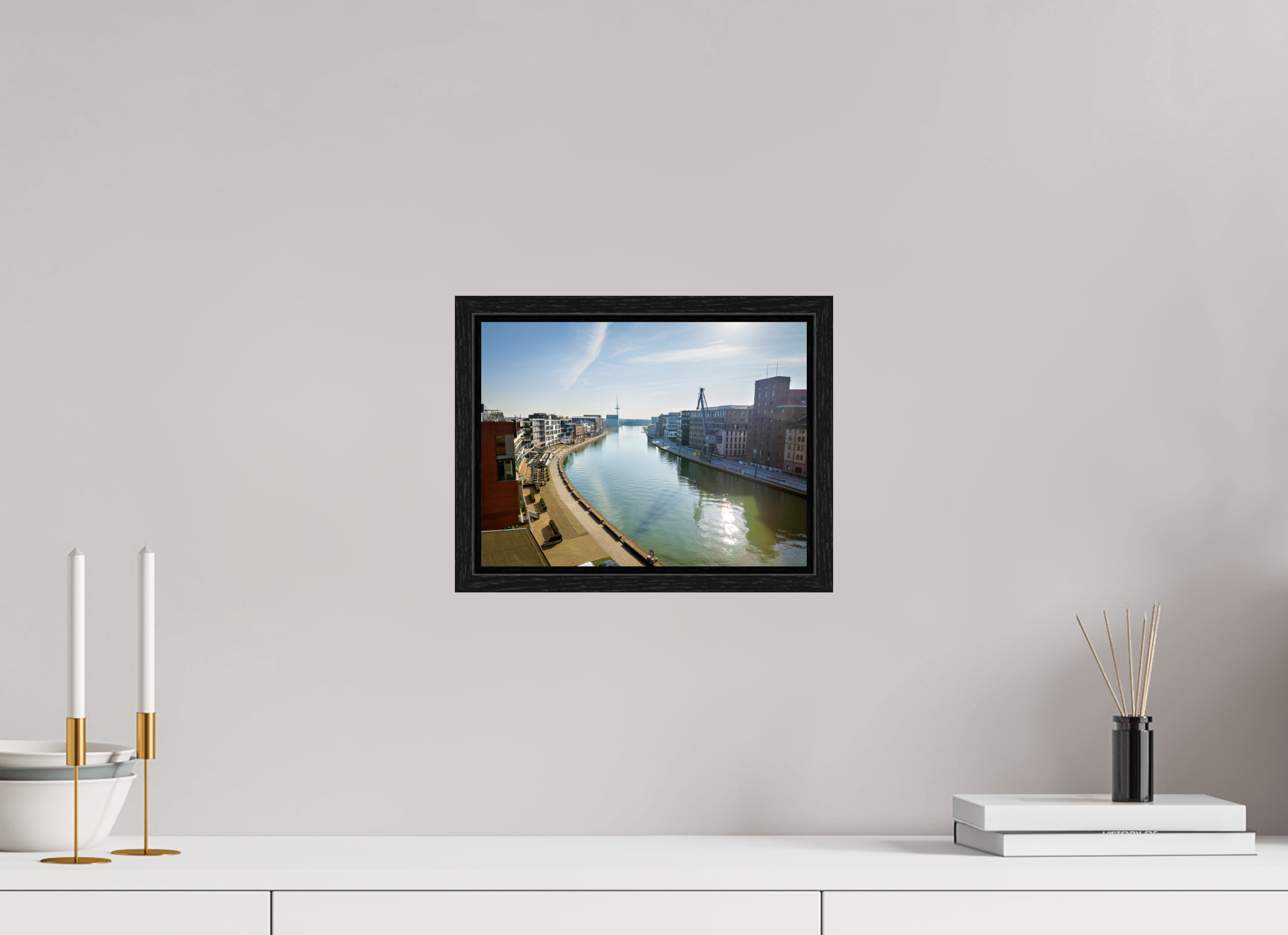 28 x 21 cm, Floater Frame Münster Hafen – Ruhe zwischen Stahl und Wasser