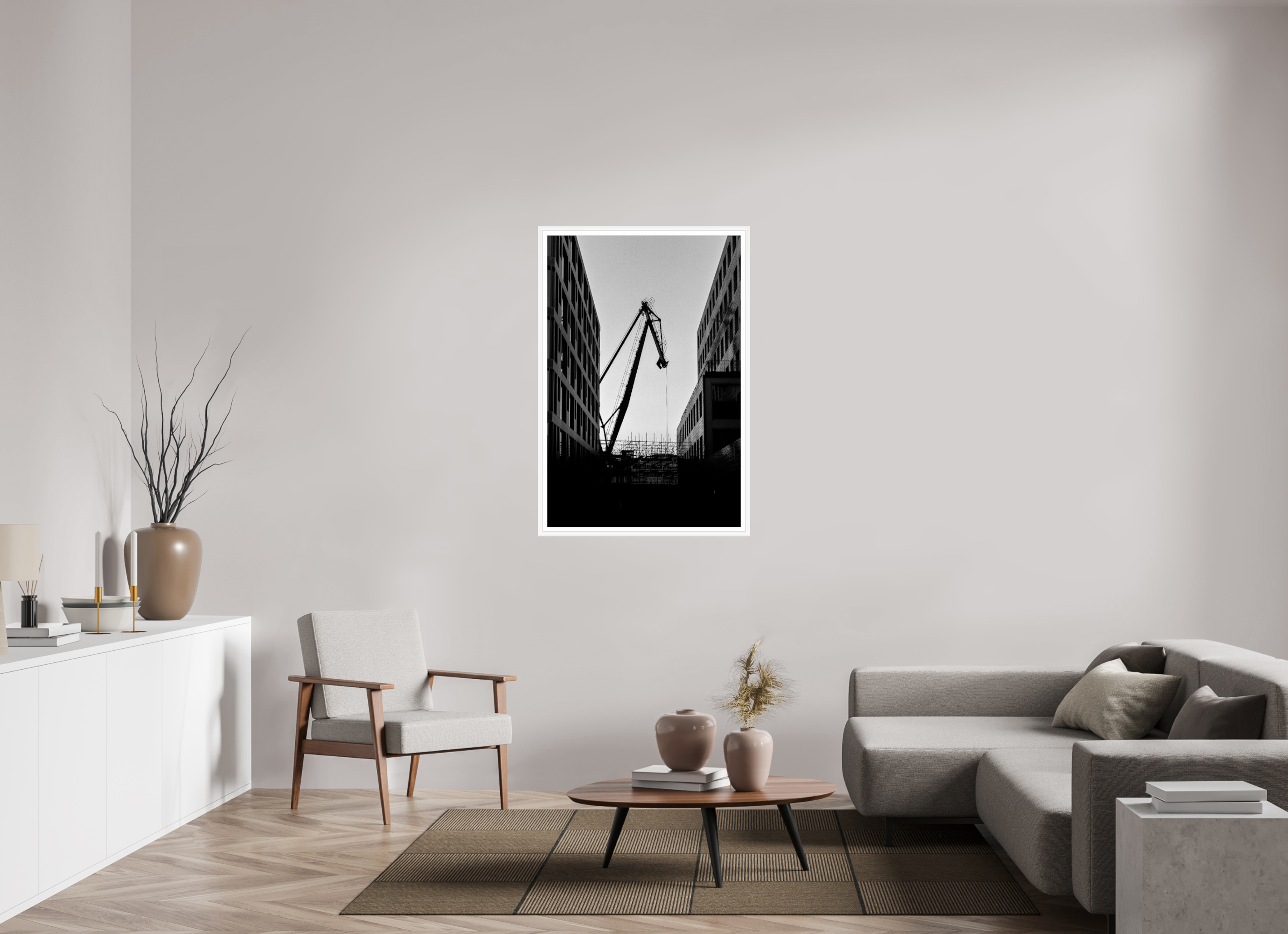 80 x 120 cm, Bern weiß und Rand Der Hafenkran im Hochformat
