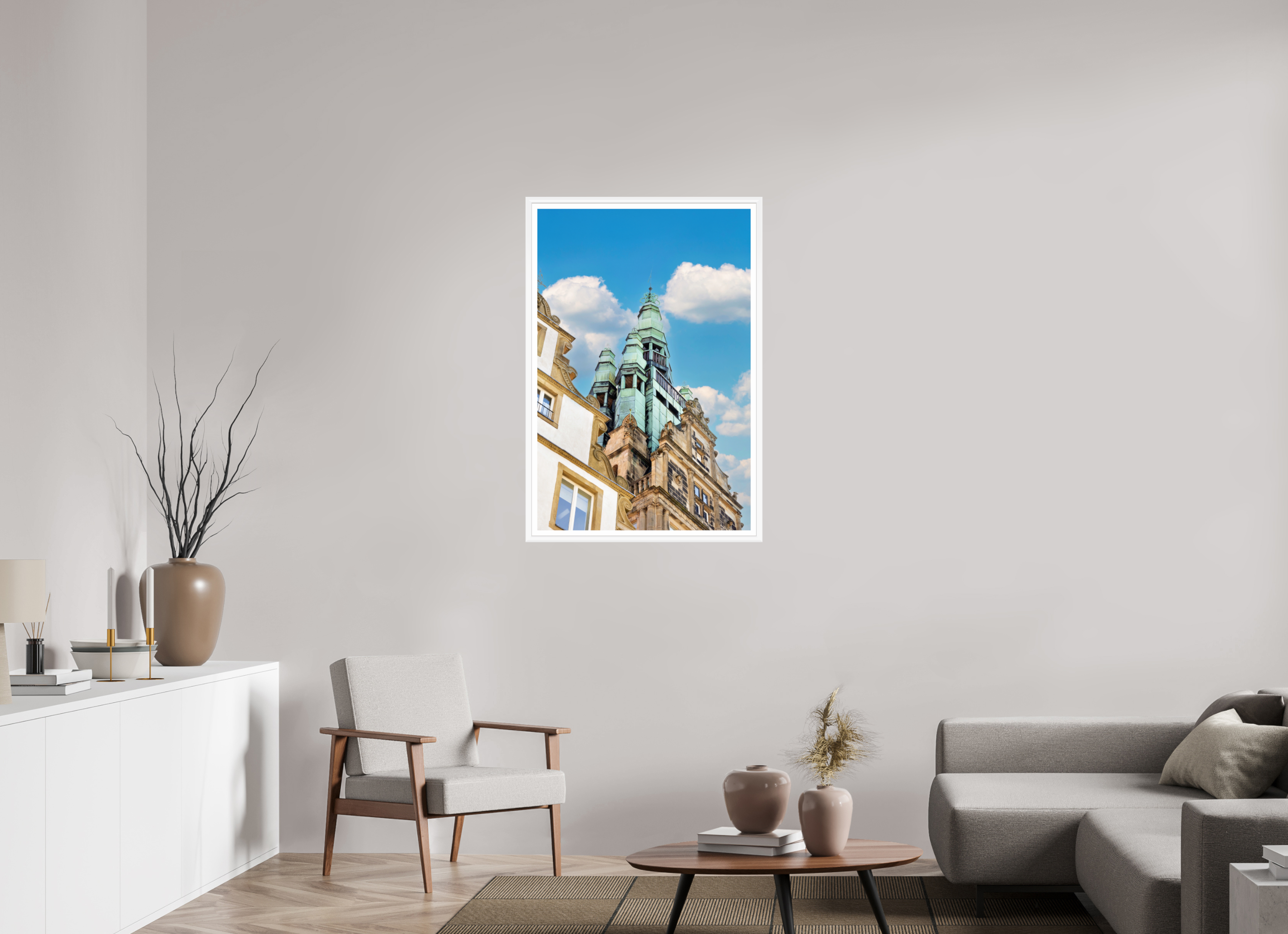 70 x 105 cm, Bern weiß und Rand Der Stadthausturm im Hochformat