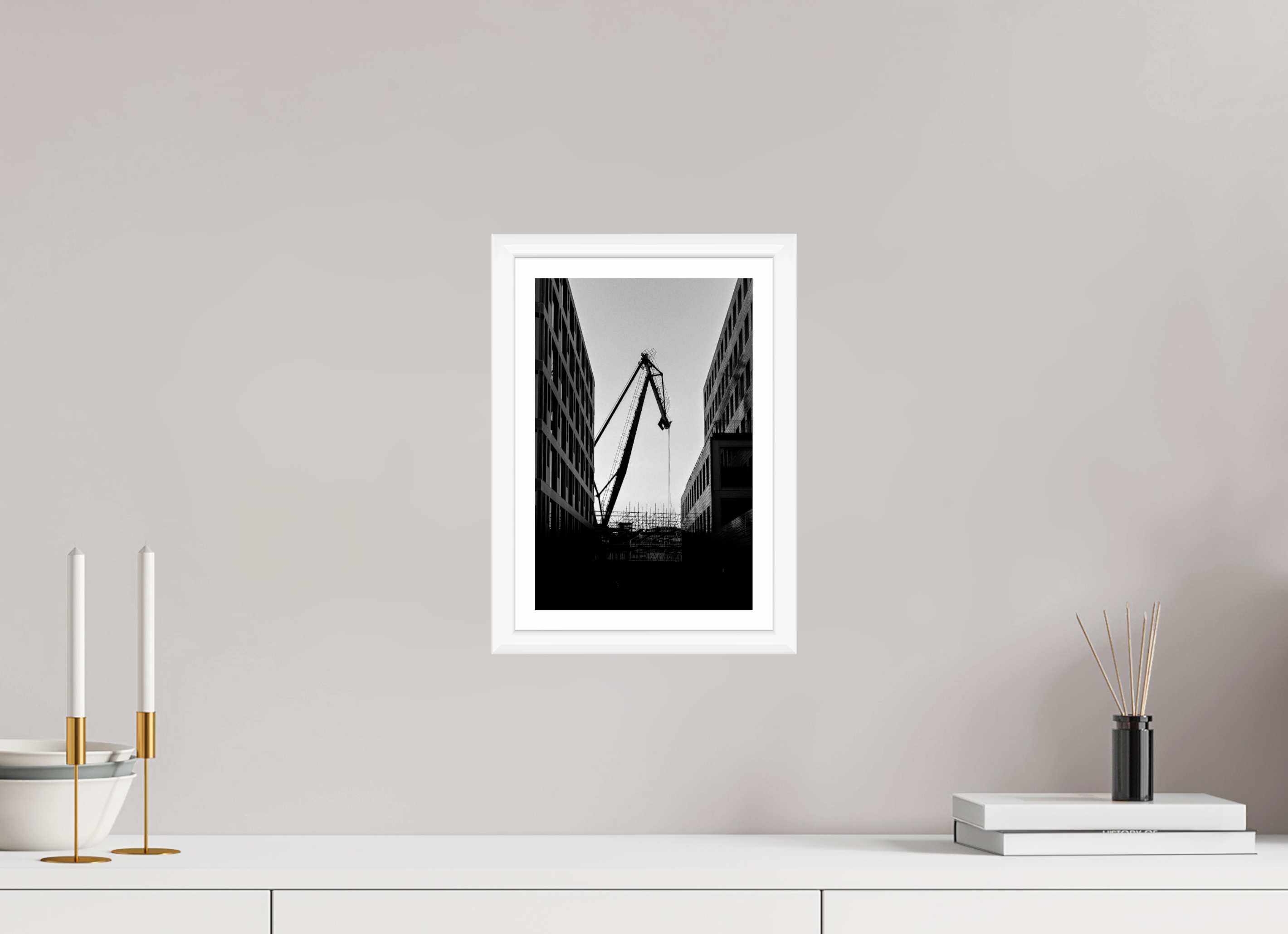 20 x 30 cm, Bern weiß und Rand Der Hafenkran im Hochformat