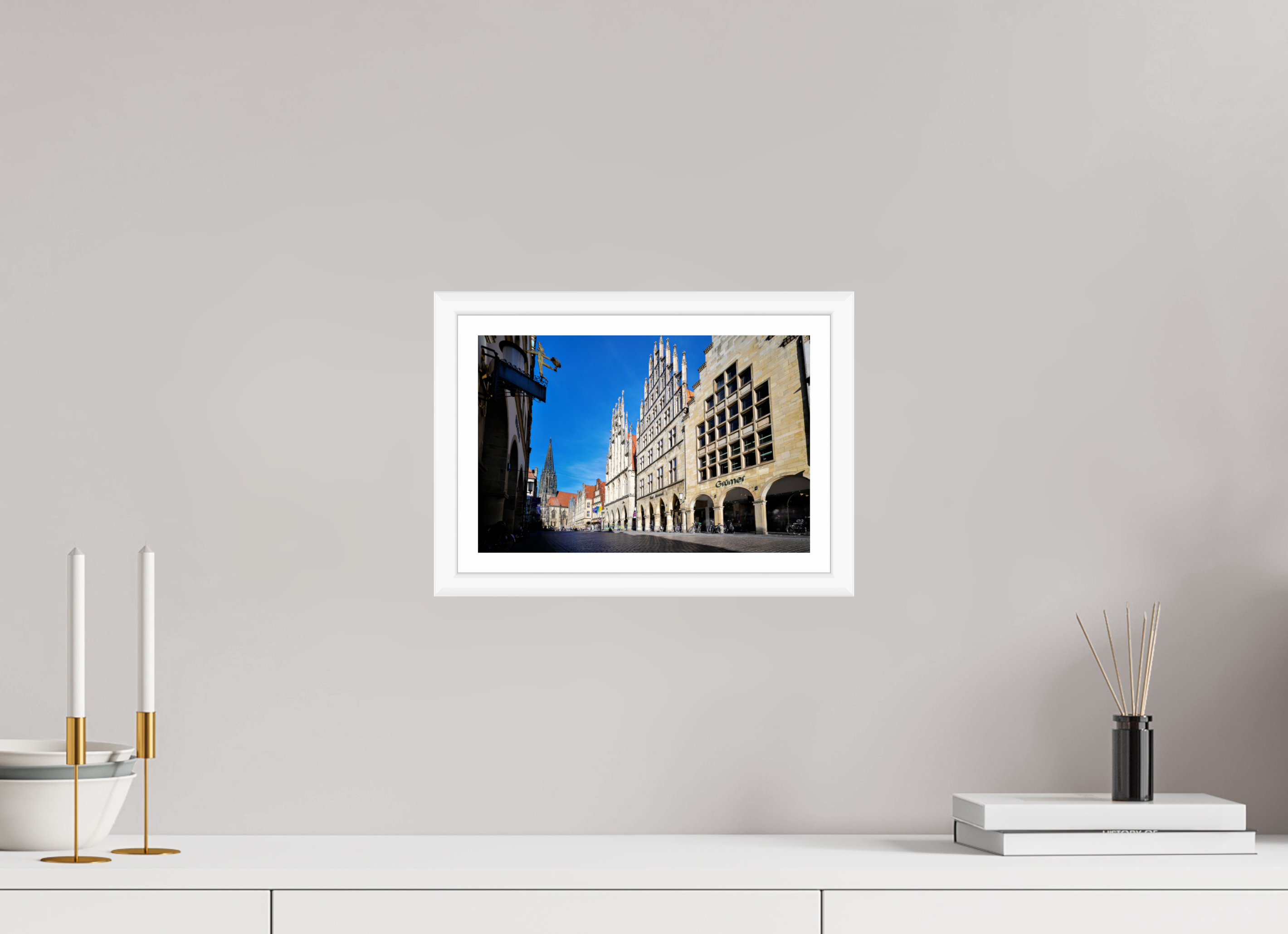 30 x 20 cm, Bern weiß und Rand Prinzipalmarkt mit Lamberti