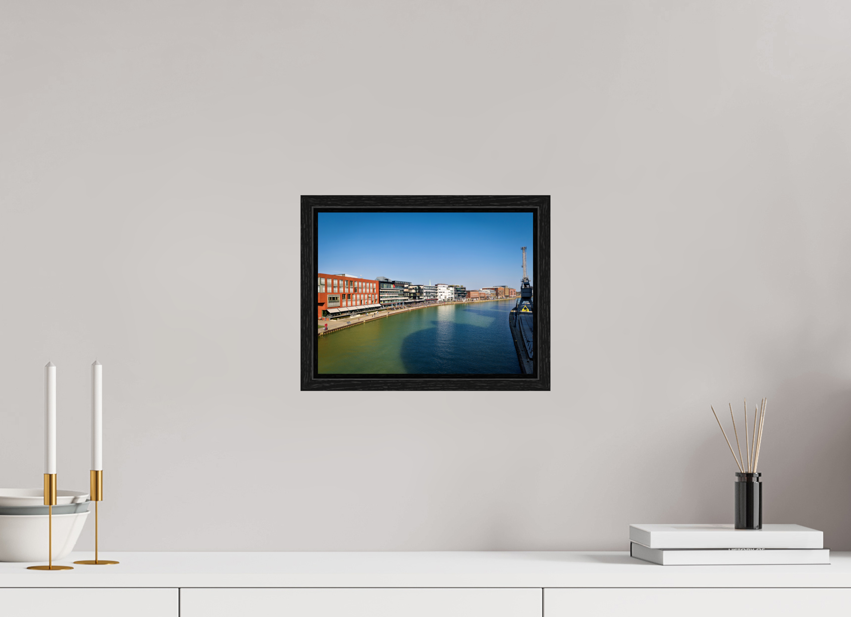 28 x 21 cm, Floater Frame Münster Hafen – Ruhe zwischen Stahl und Wasser