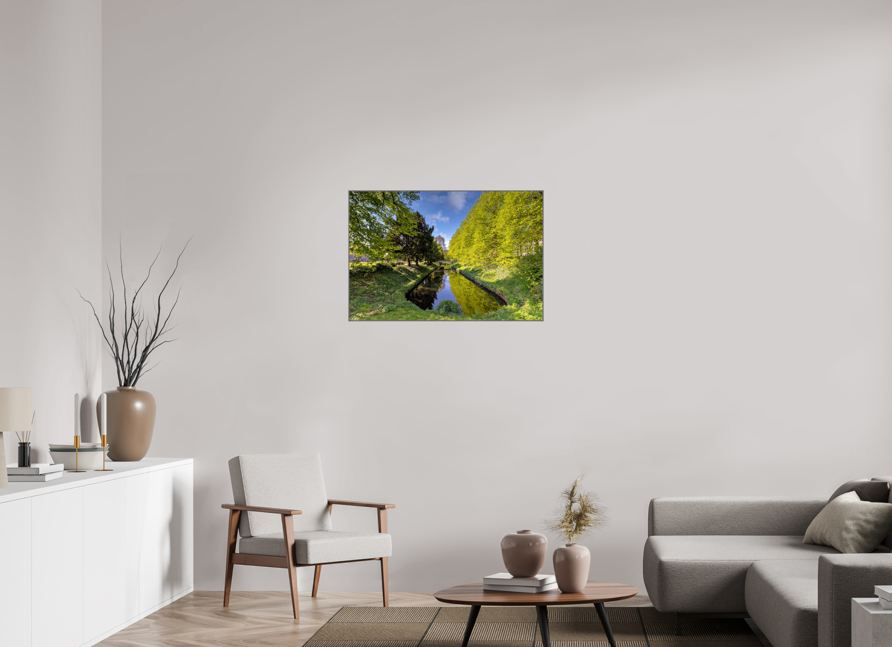 90 x 60 cm, Alurahmen 25mm Wassergraben an der Engelenschanze