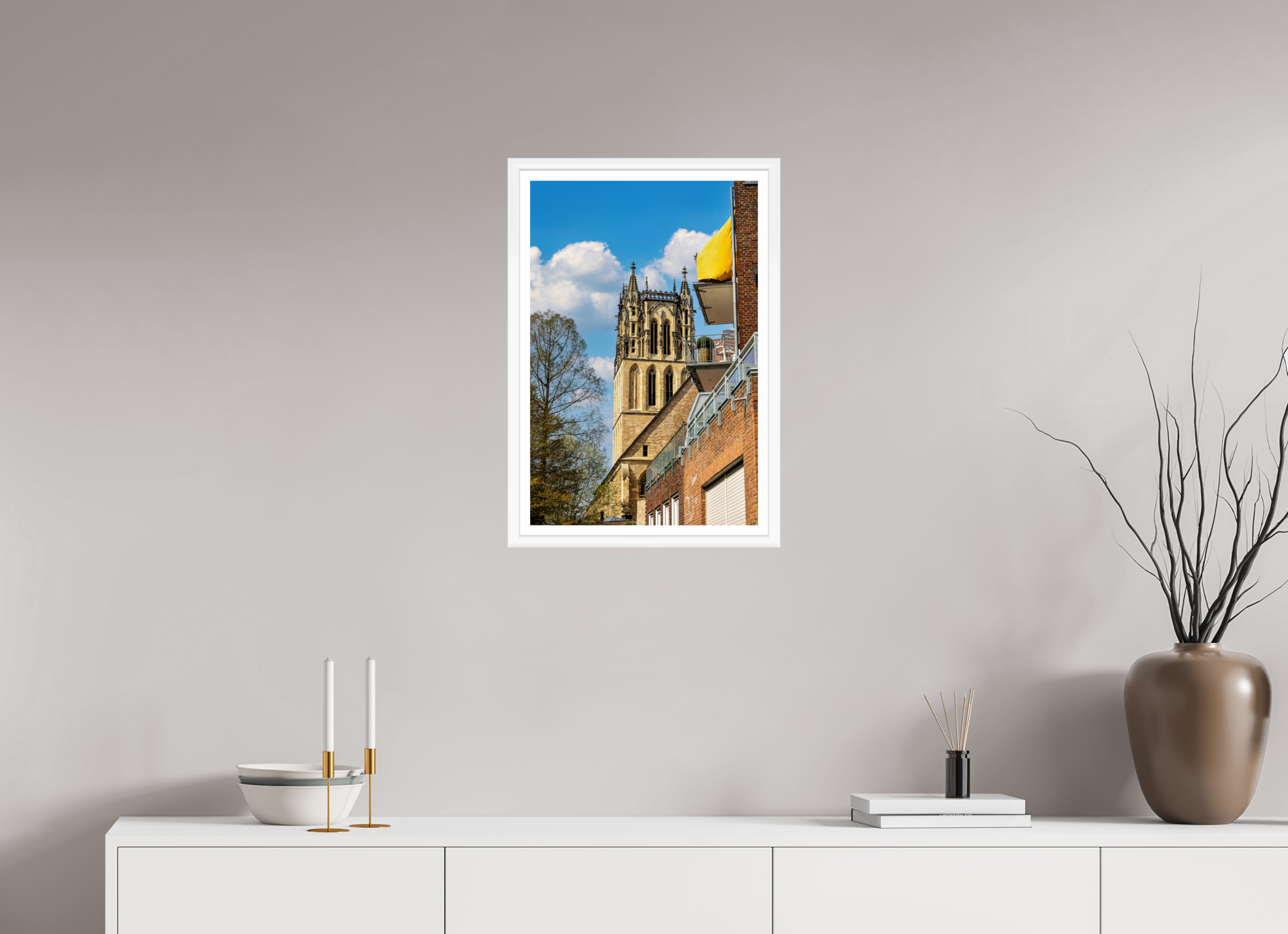 40 x 60 cm, Bern weiß und Rand Überwasserkirche - im Hochformat