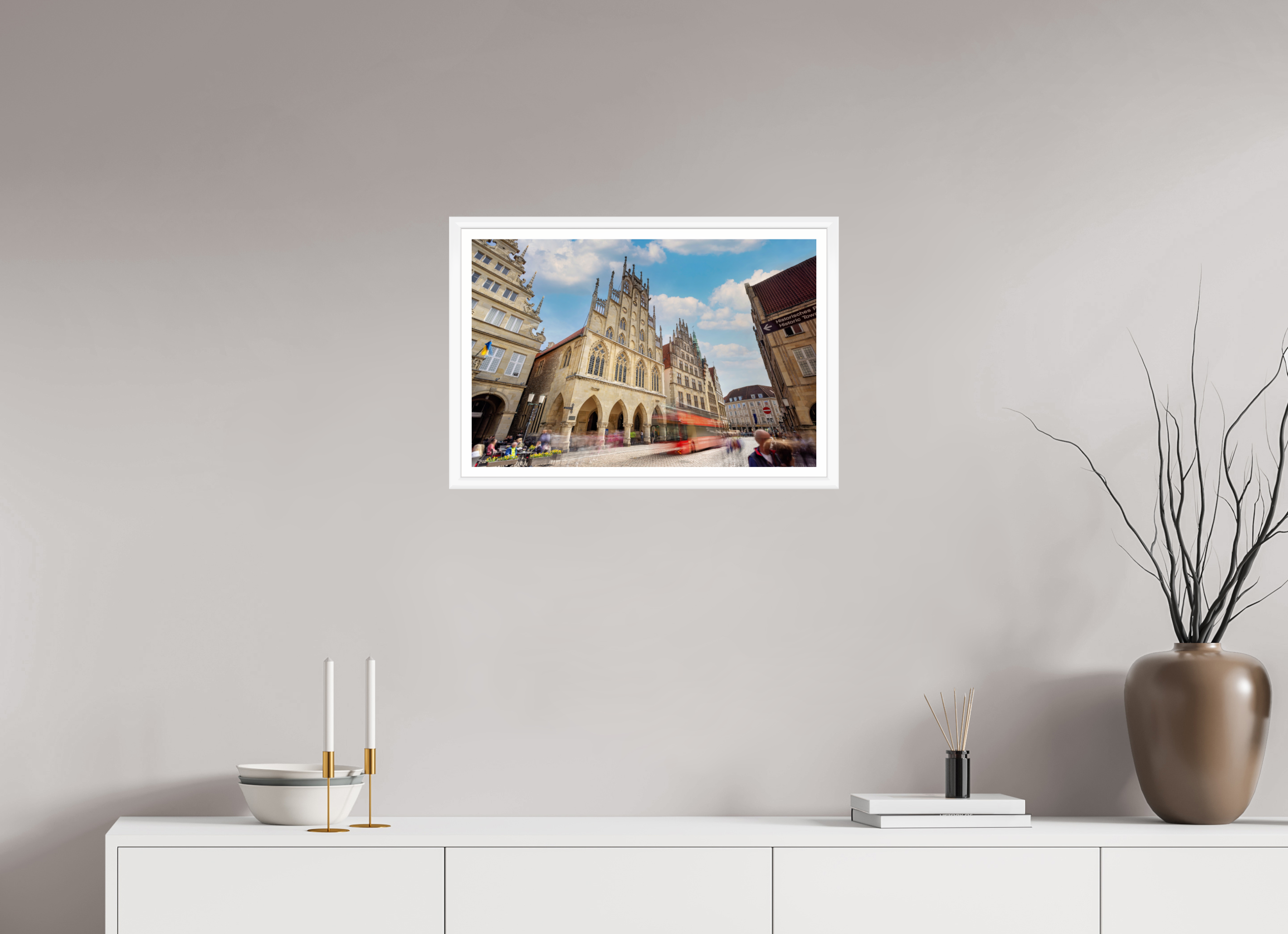 60 x 40 cm, Bern weiß und Rand Rathaus und Bus