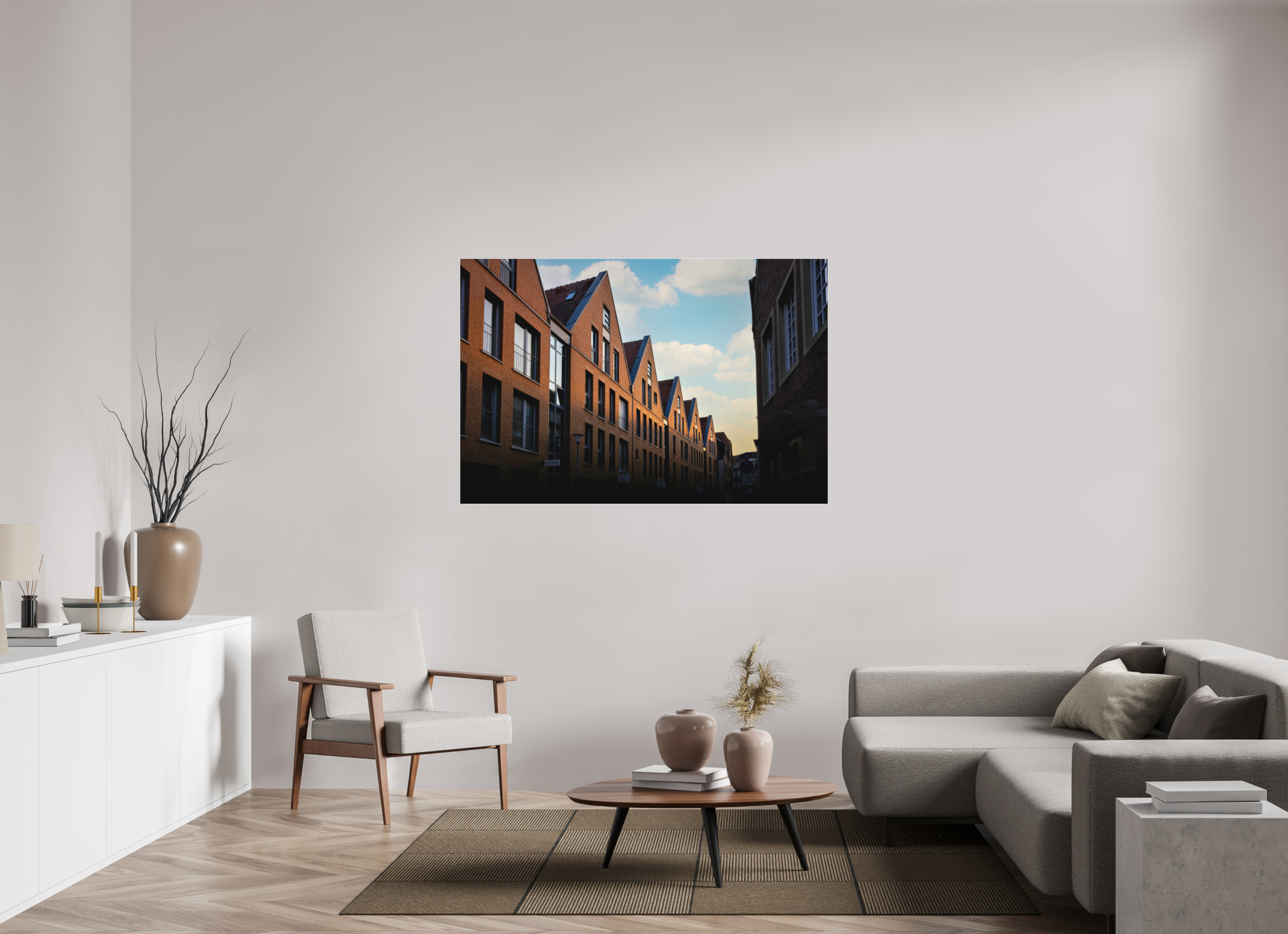 150 x 100 cm, Acrylglas Fine Art Pigmentdruck Die Giebel der Hörster Str