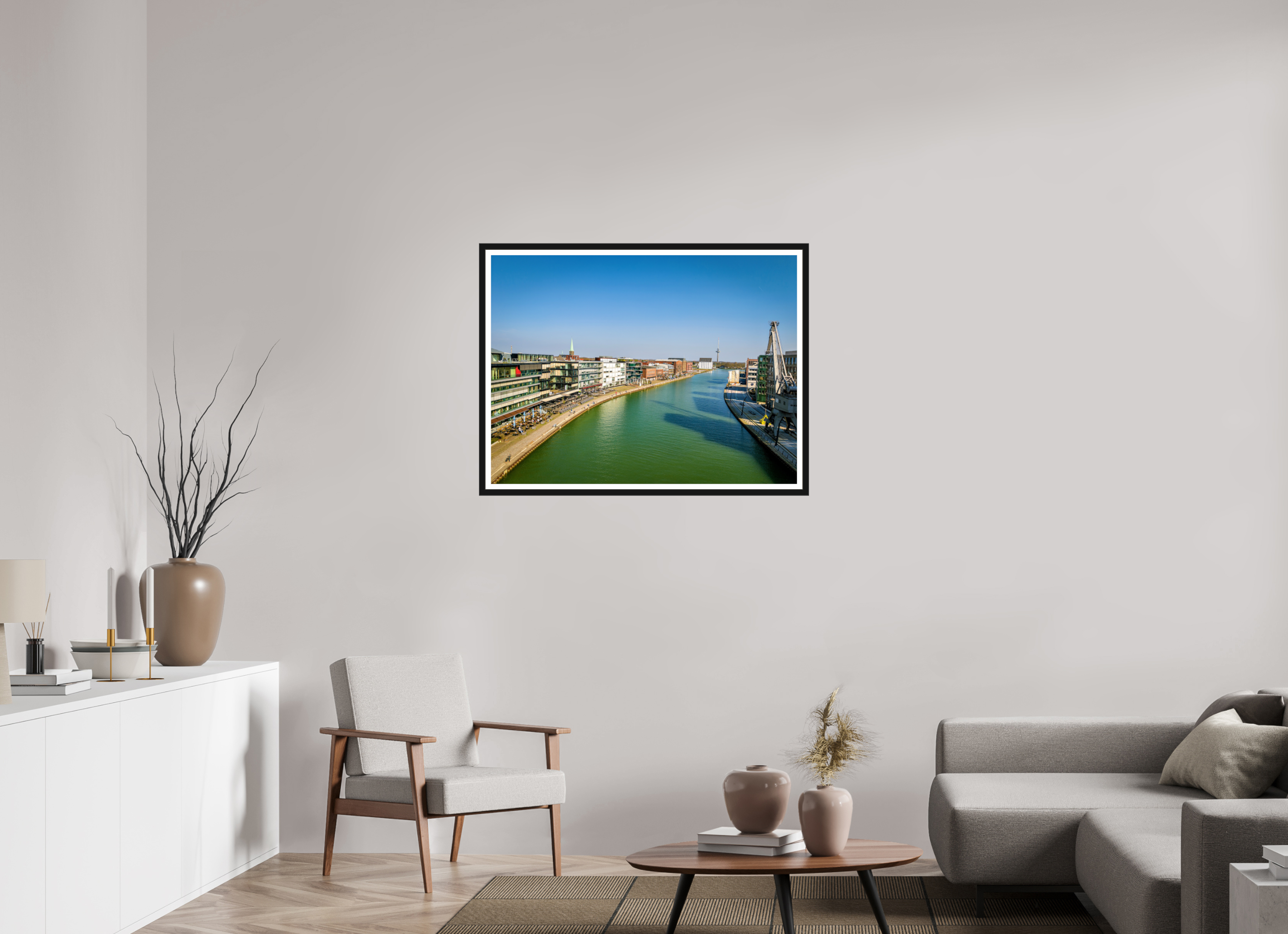 100 x 75 cm, Bern und Rand Münster Hafen – Ruhe zwischen Stahl und Wasser