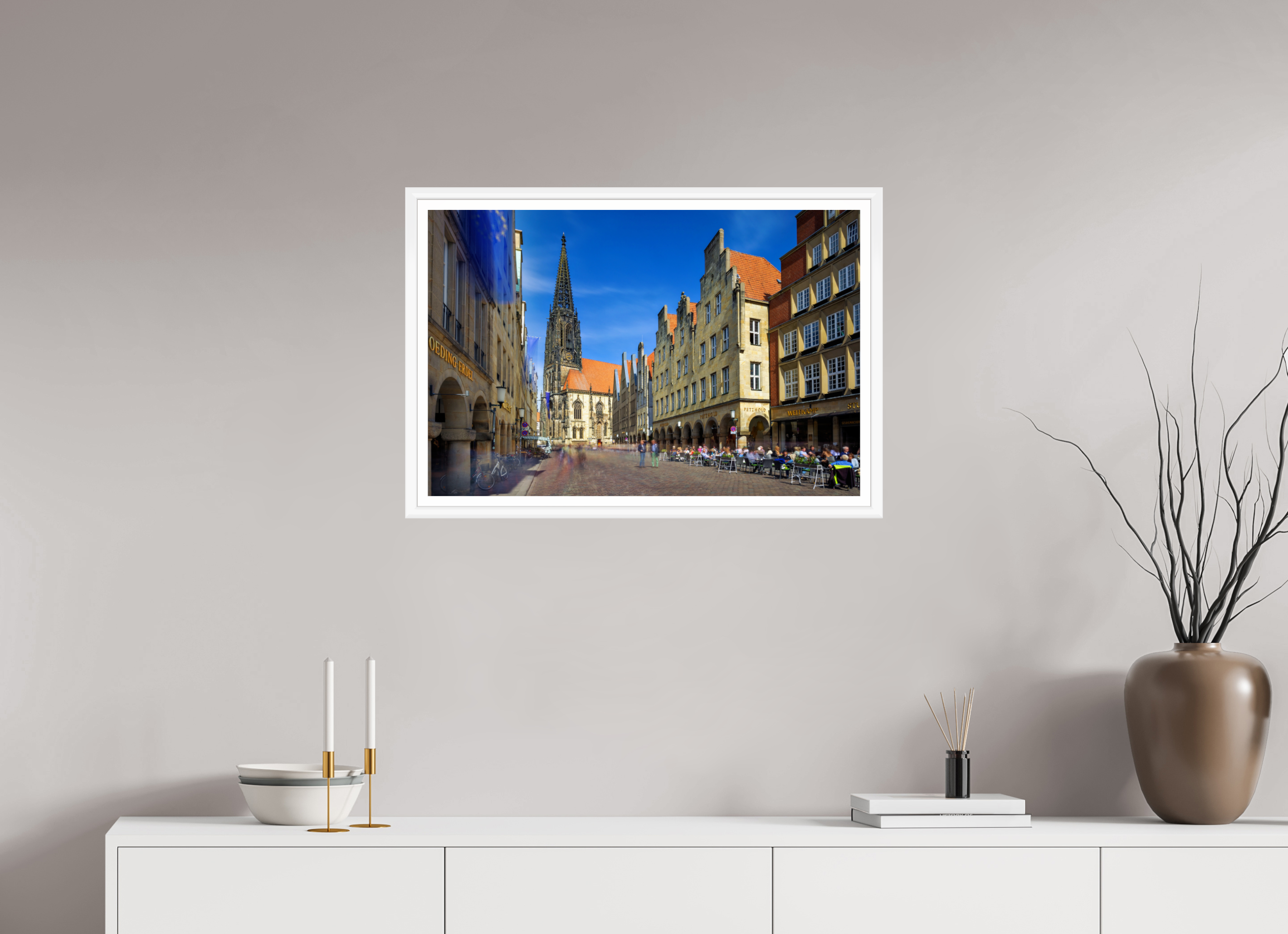75 x 50 cm, Bern weiß und Rand Lambertikirche - Prinzipalmarkt