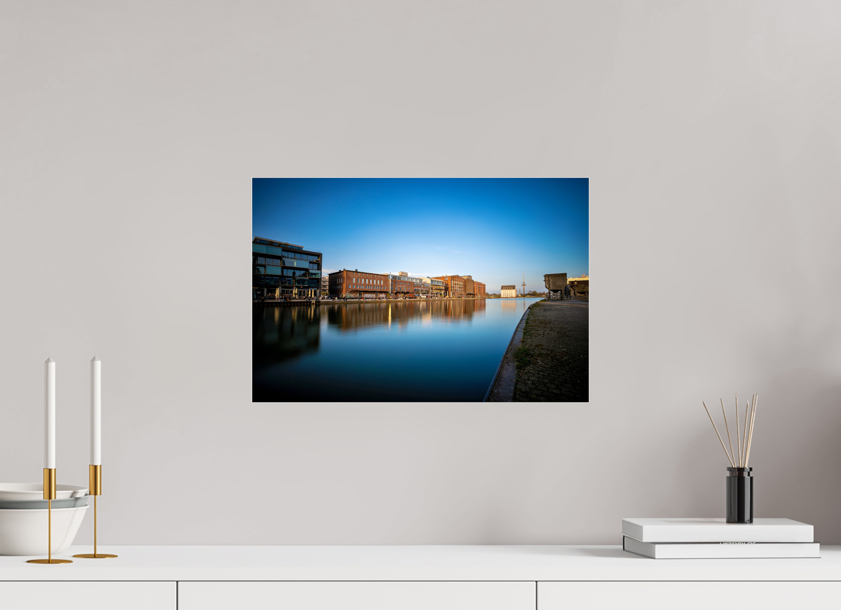 45 x 30 cm, Photo Print Under Acrylic Glass Der Hafen im Überblick