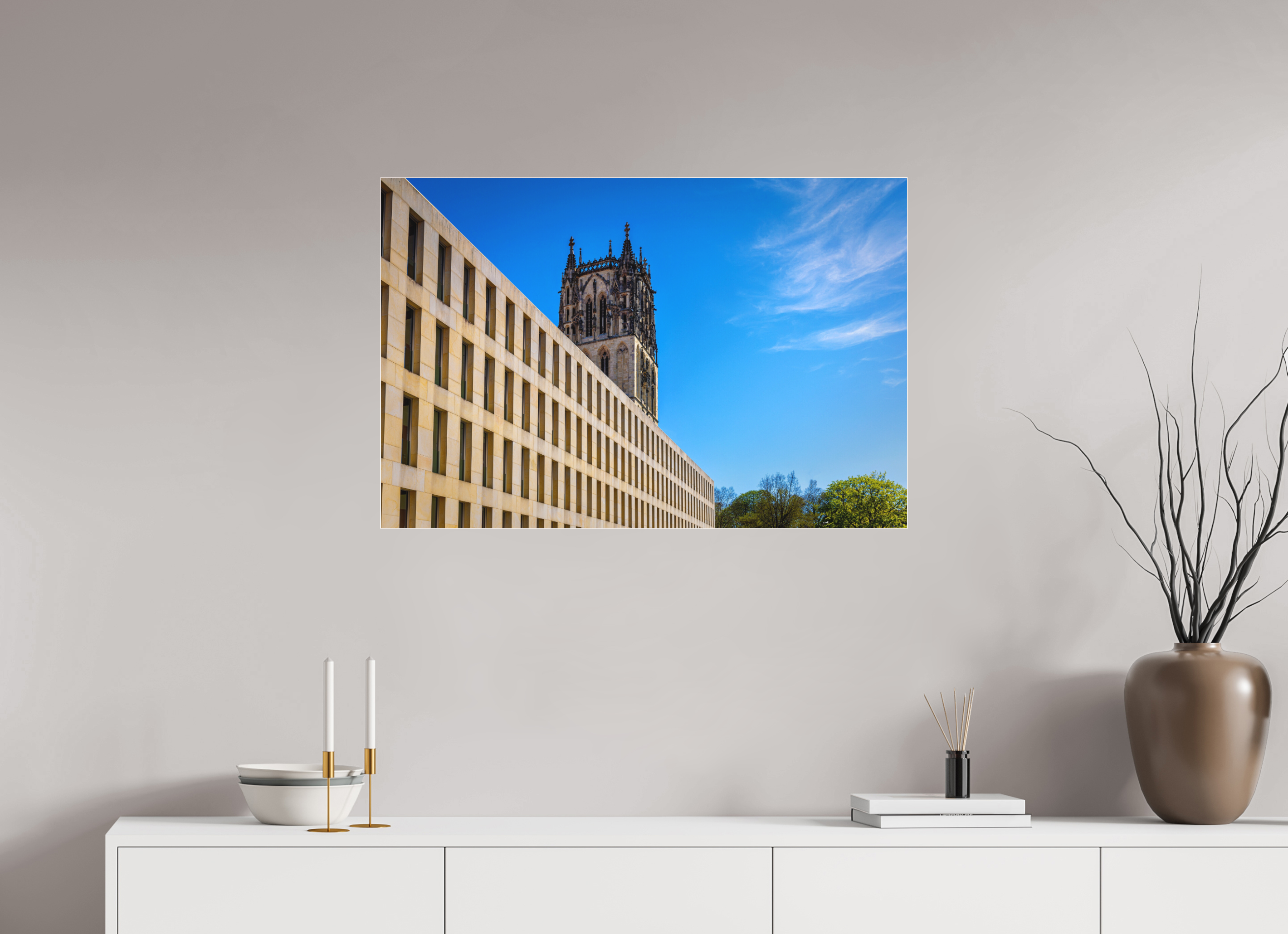 90 x 60 cm, Acrylglas Fine Art Pigmentdruck Überwasserkirche / Bibliothek