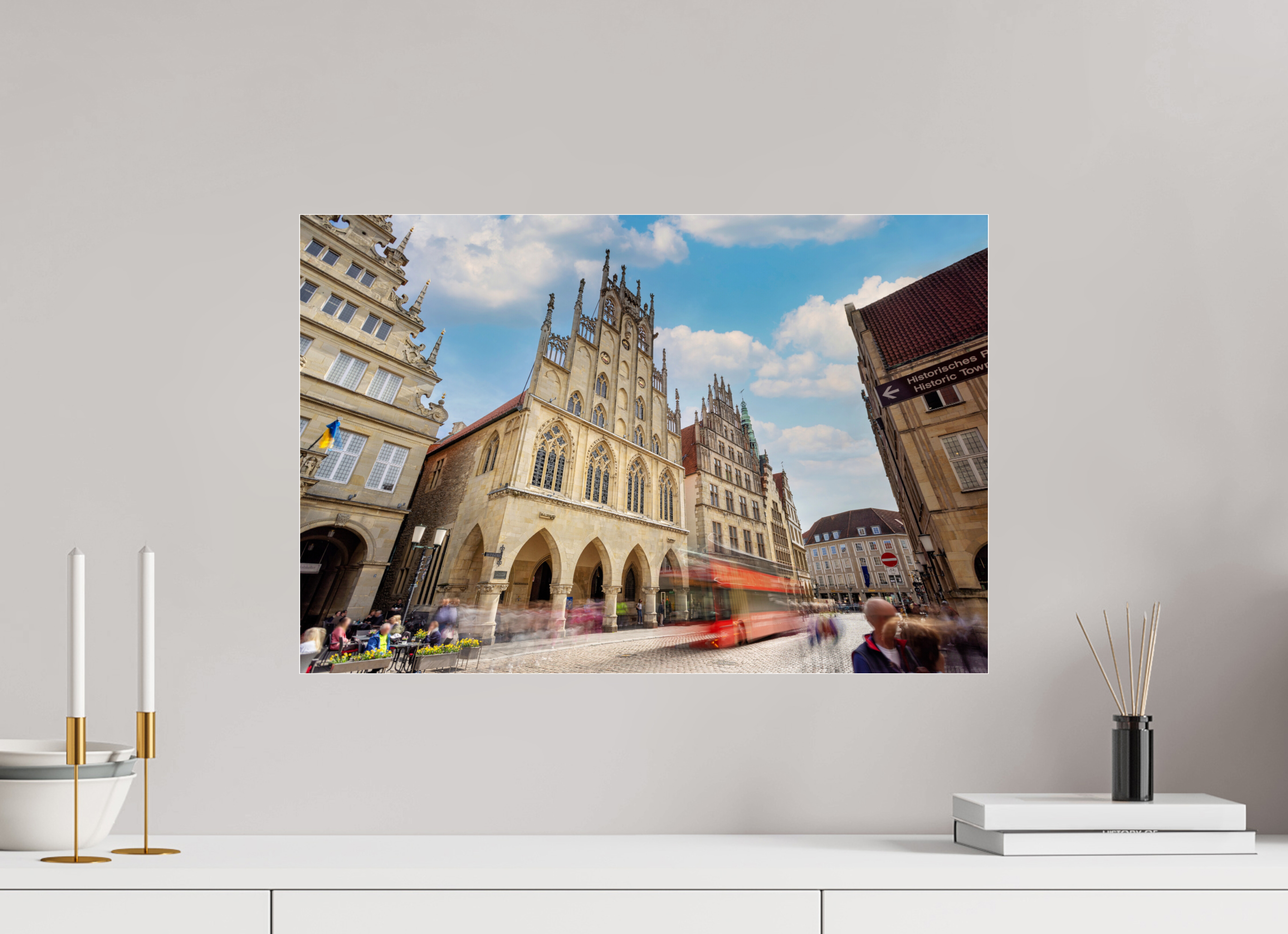 60 x 40 cm, Photo Print Under Acrylic Glass Rathaus und Bus