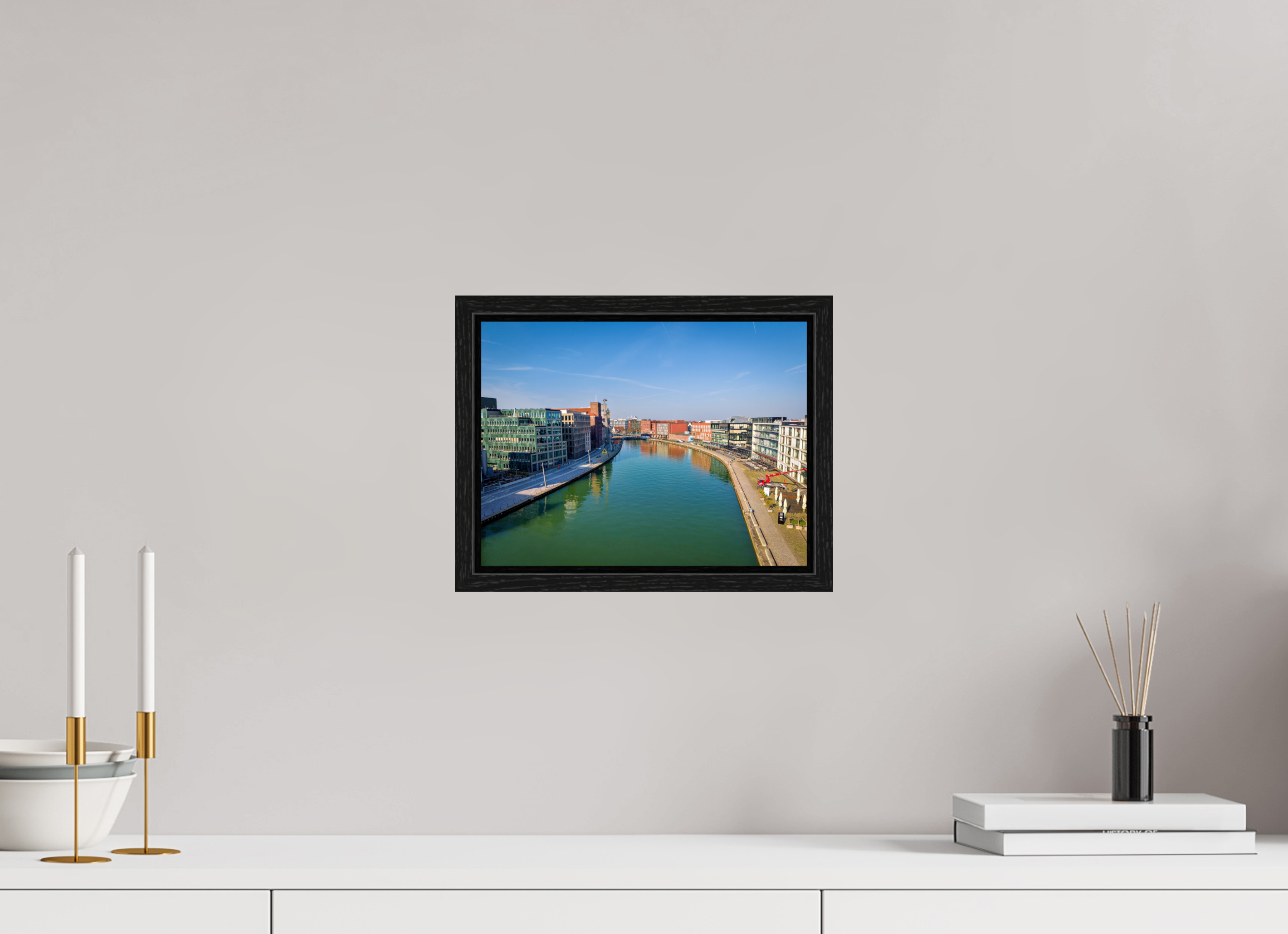 28 x 21 cm, Floater Frame Münster Hafen – Ruhe zwischen Stahl und Wasser