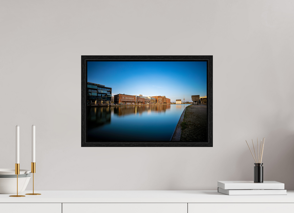 45 x 30 cm, Floater Frame Der Hafen im Überblick