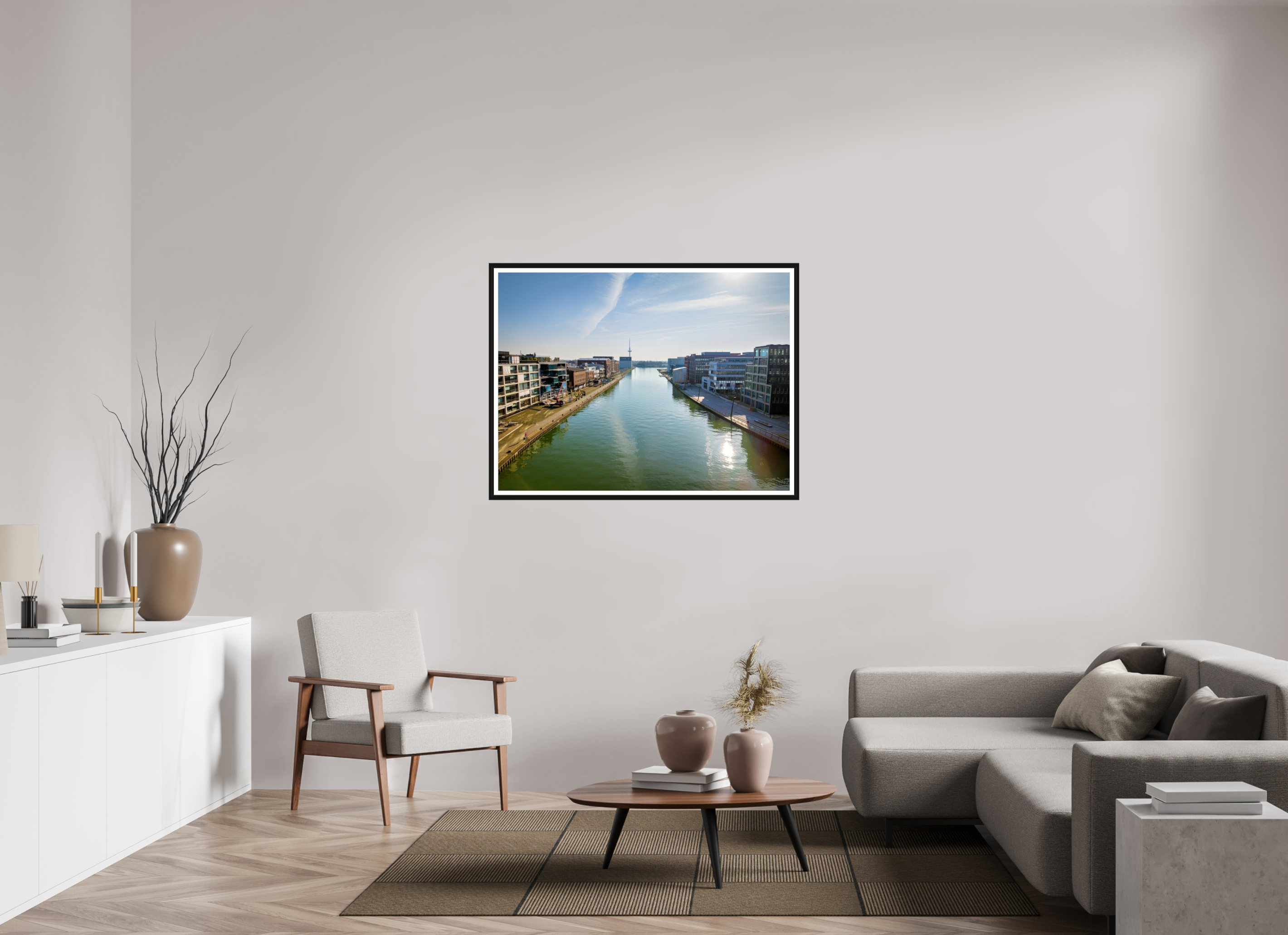 120 x 90 cm, Bern und Rand Münster Hafen – Ruhe zwischen Stahl und Wasser