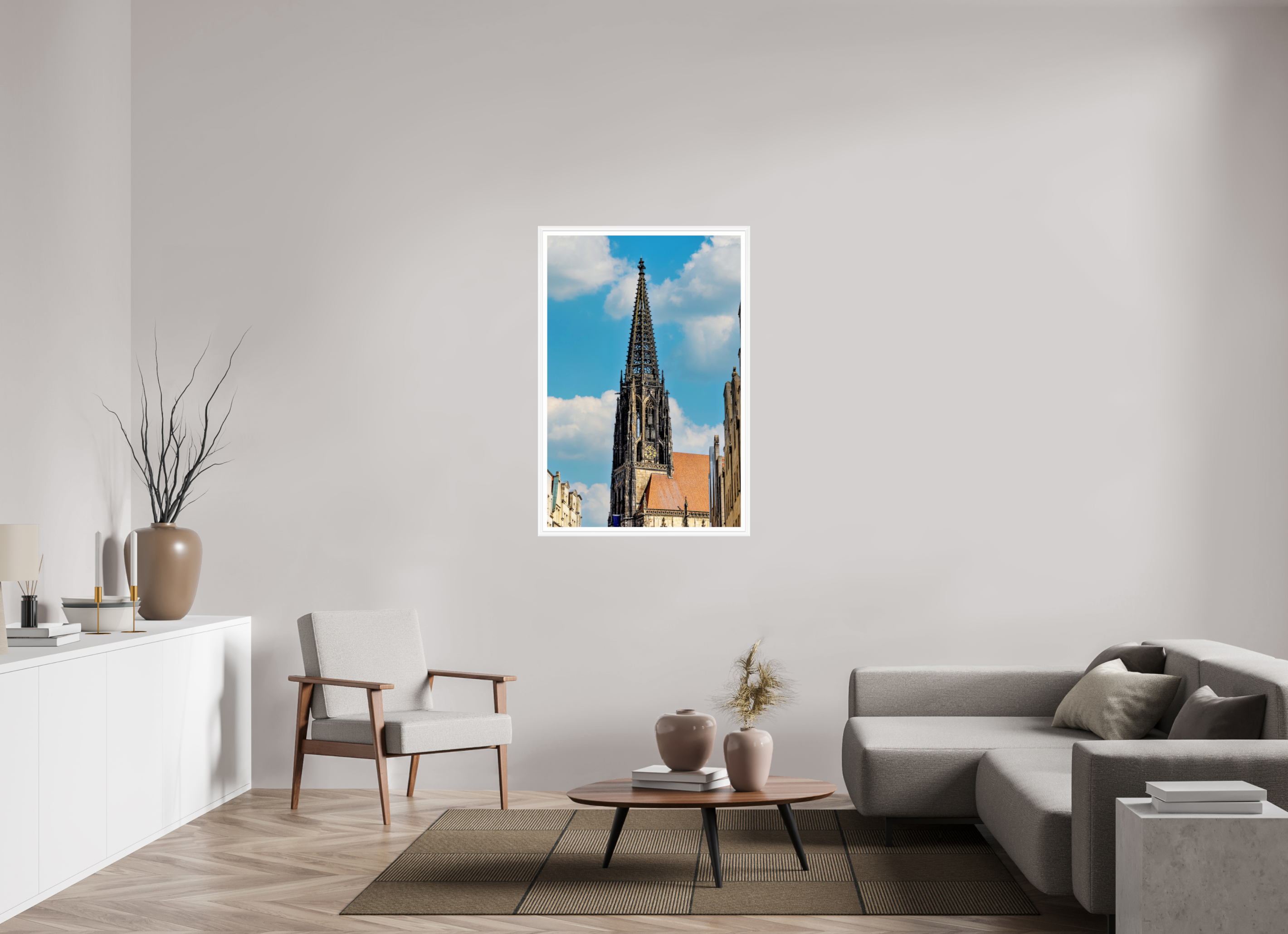 80 x 120 cm, Bern weiß und Rand Lambertikirche - Der Turm